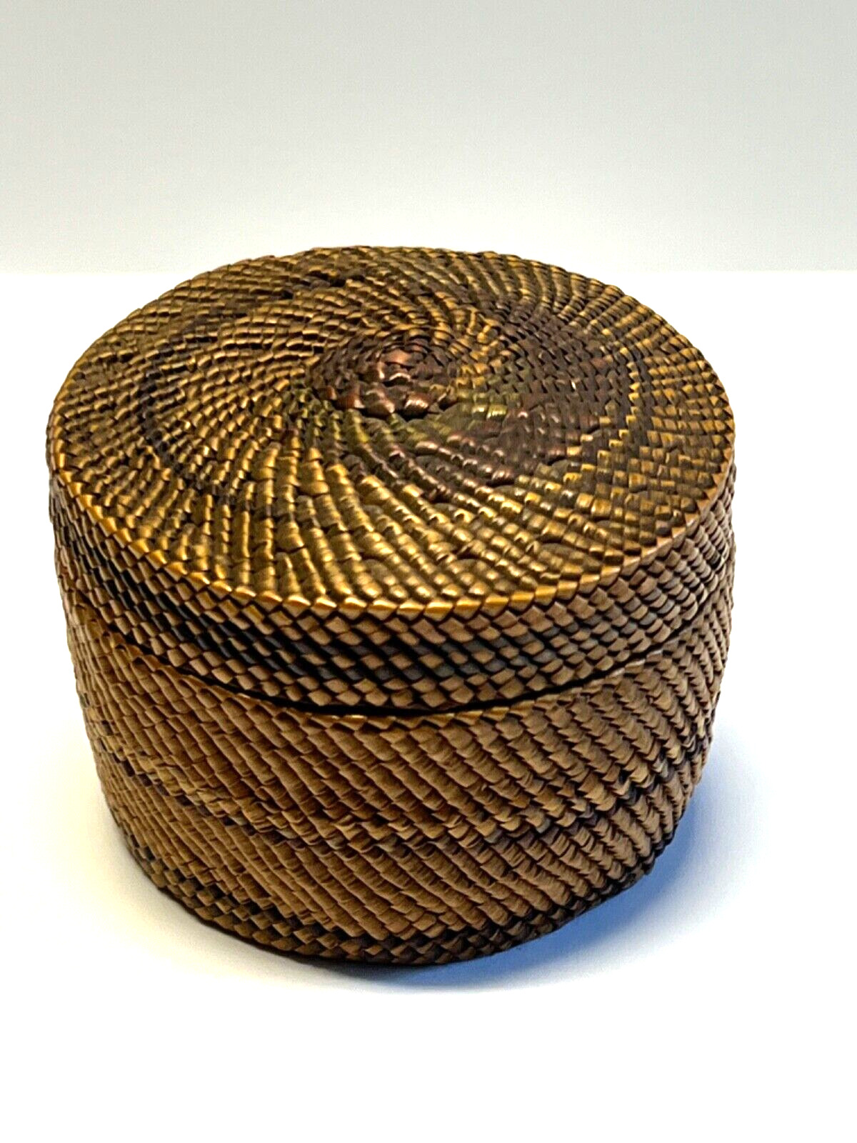Nootka Alaskan Hand Woven Basket; Original & Collectible; Small with Lid; Lot 12