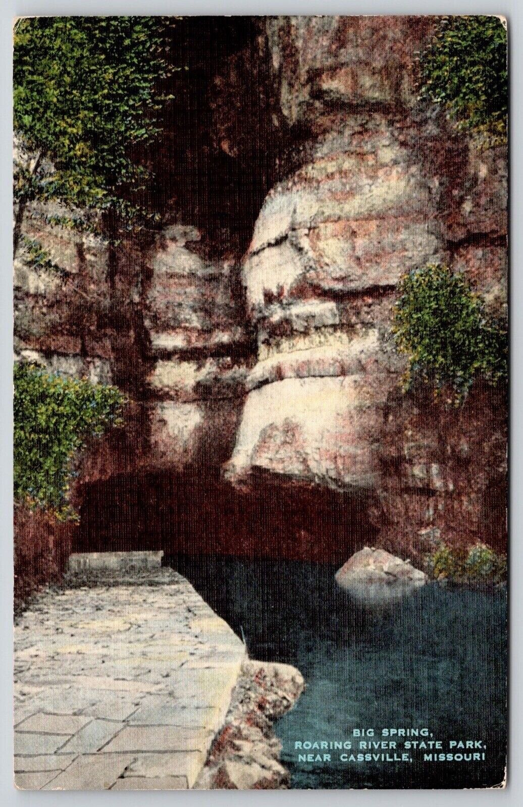 Big Spring Roaring River State Park Cassville Missouri Linen Vintage Postcard