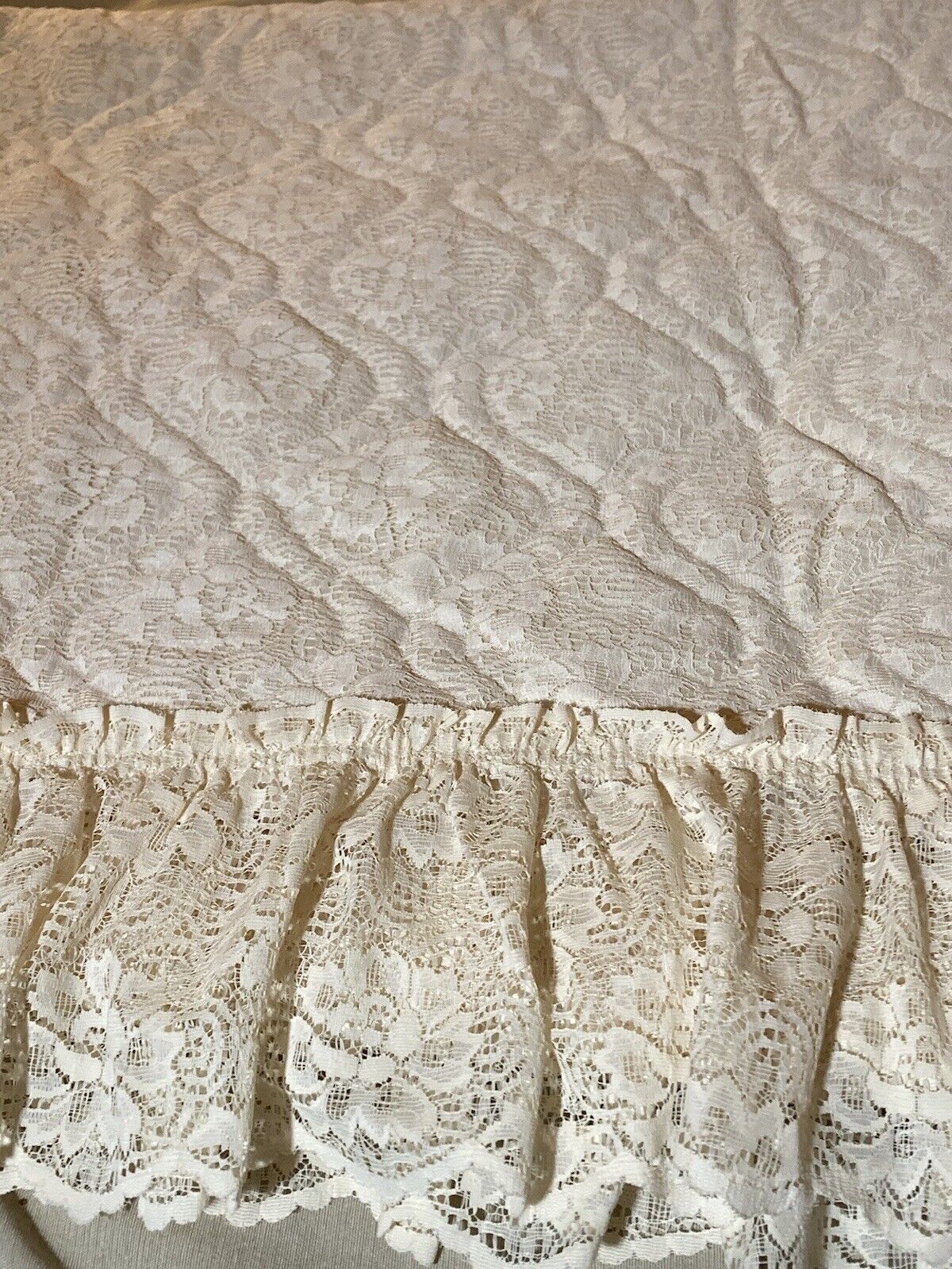 HTF Vintage Lace Bedspread Full/Double/Queen 60s 70s Ivory/Cream Rare Retro
