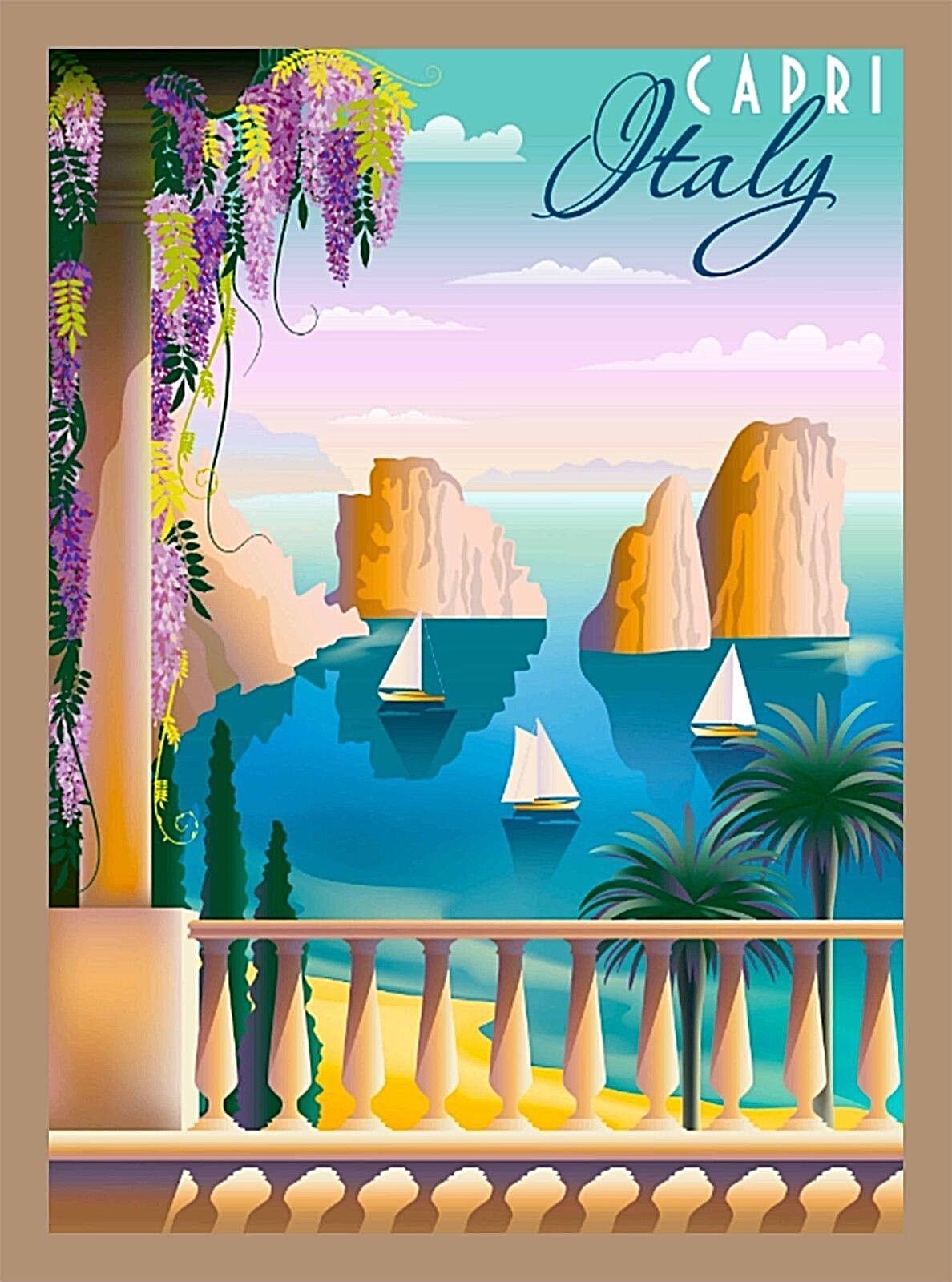 Capri Italy Retro Italian Europe Art Travel Advertisement Poster Picture Print