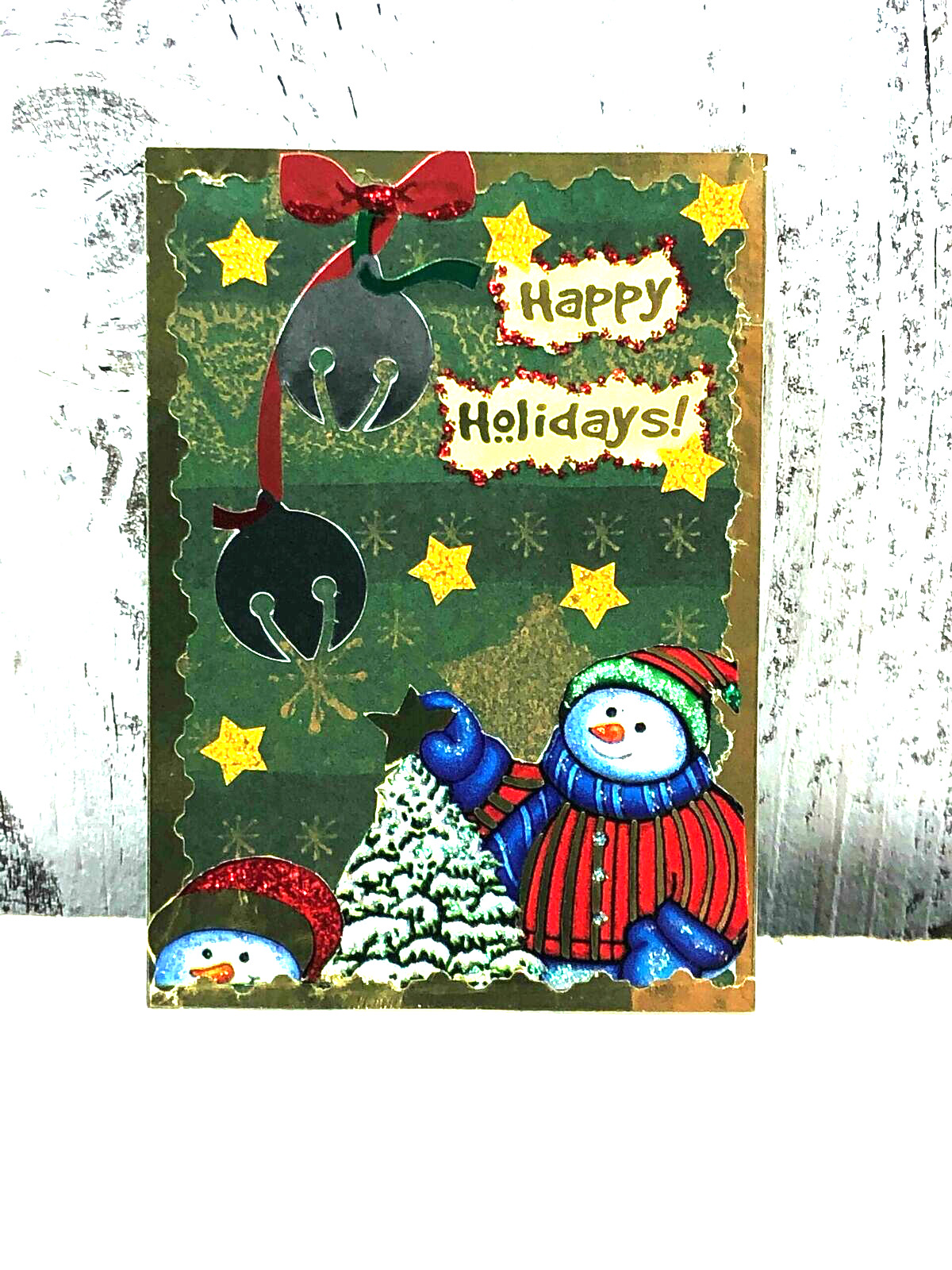 HAPPY HOLIDAYS FROM THE SNOWMAN - ACEO TRADING CARD ARTIST UNKNOWN HAND-MADE