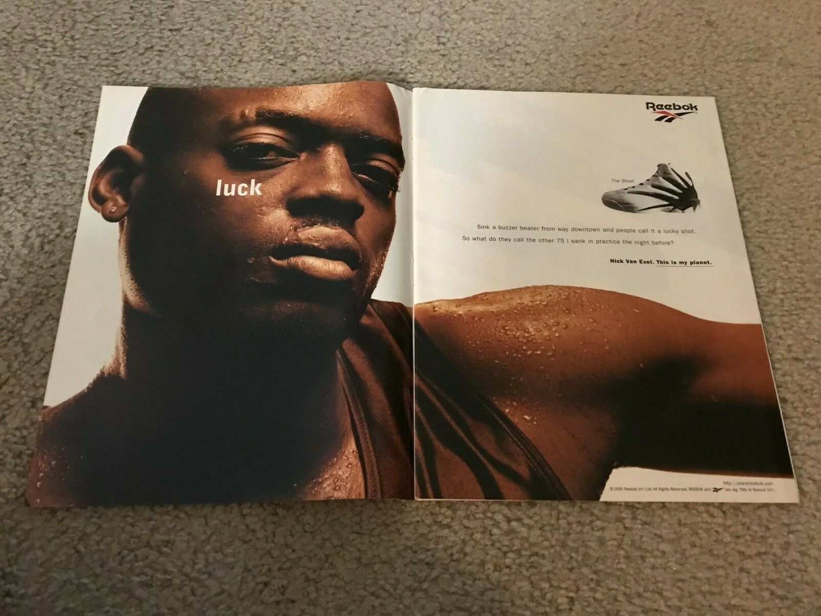 Vintage 1996 NICK VAN EXEL REEBOK THE BLAST Basketball Shoes Poster Print Ad 90s