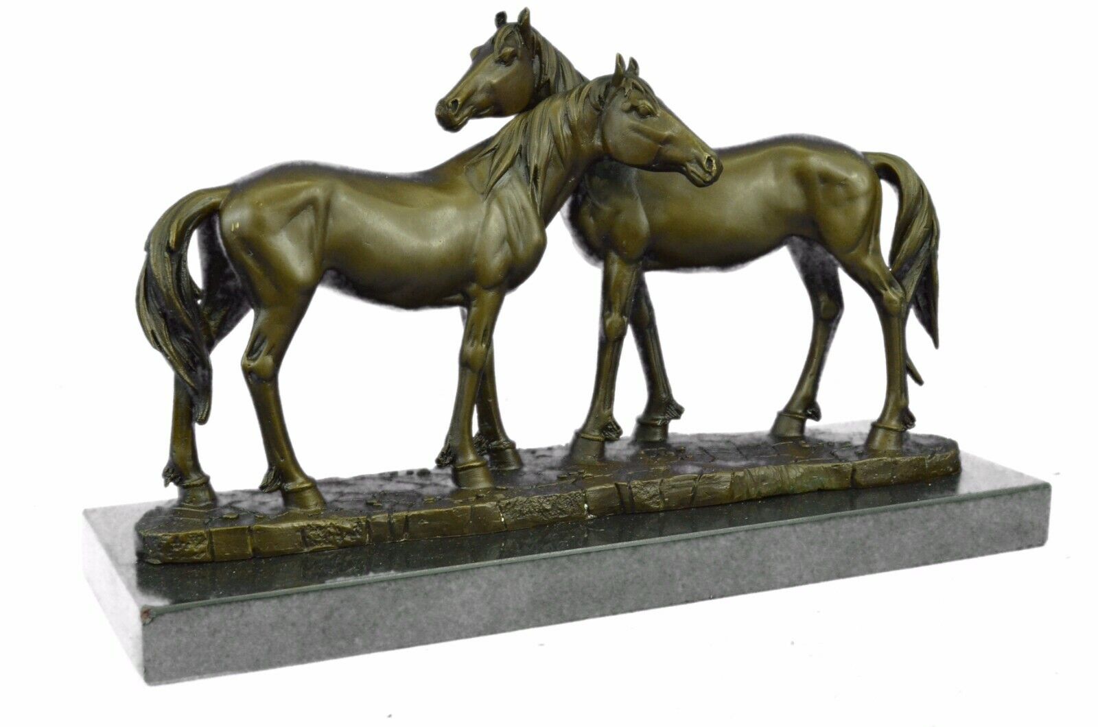 China Bronze Copper Feng Shui Wealth Lucky Gallop Two Horses Horse Art Statue