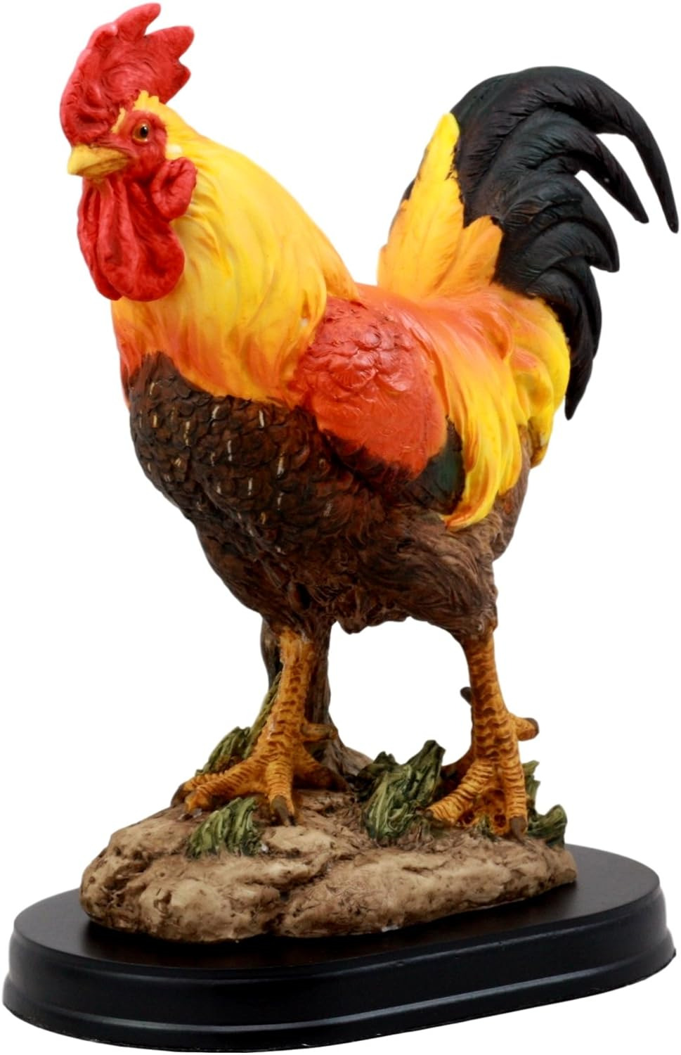 Ebros Proud Country Chicken Rooster Statue with Base 7.5 Tall Resin Sculpture in