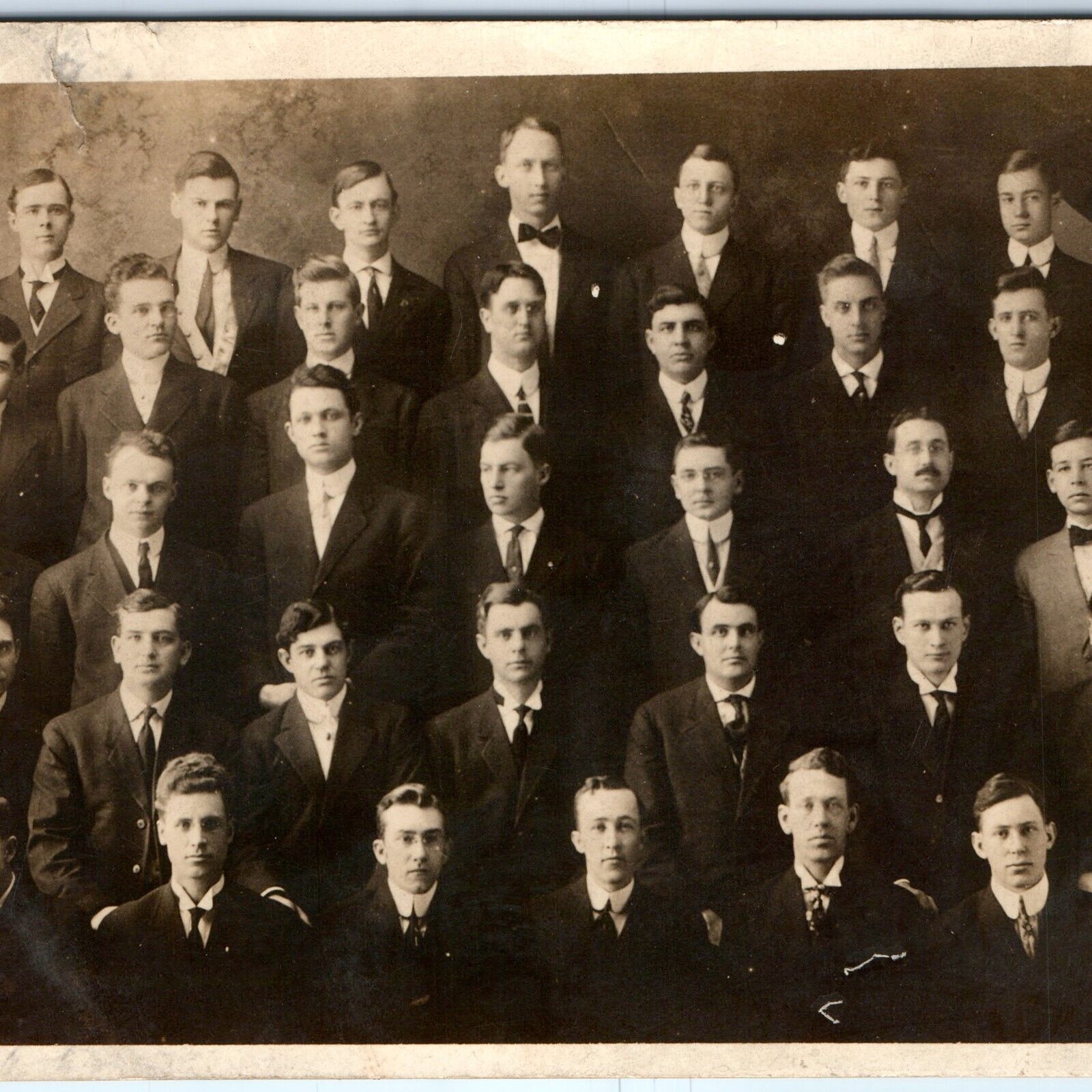 c1910s Large Group Gentleman RPPC Matching Cool Men Real Photo Classy Suits A160