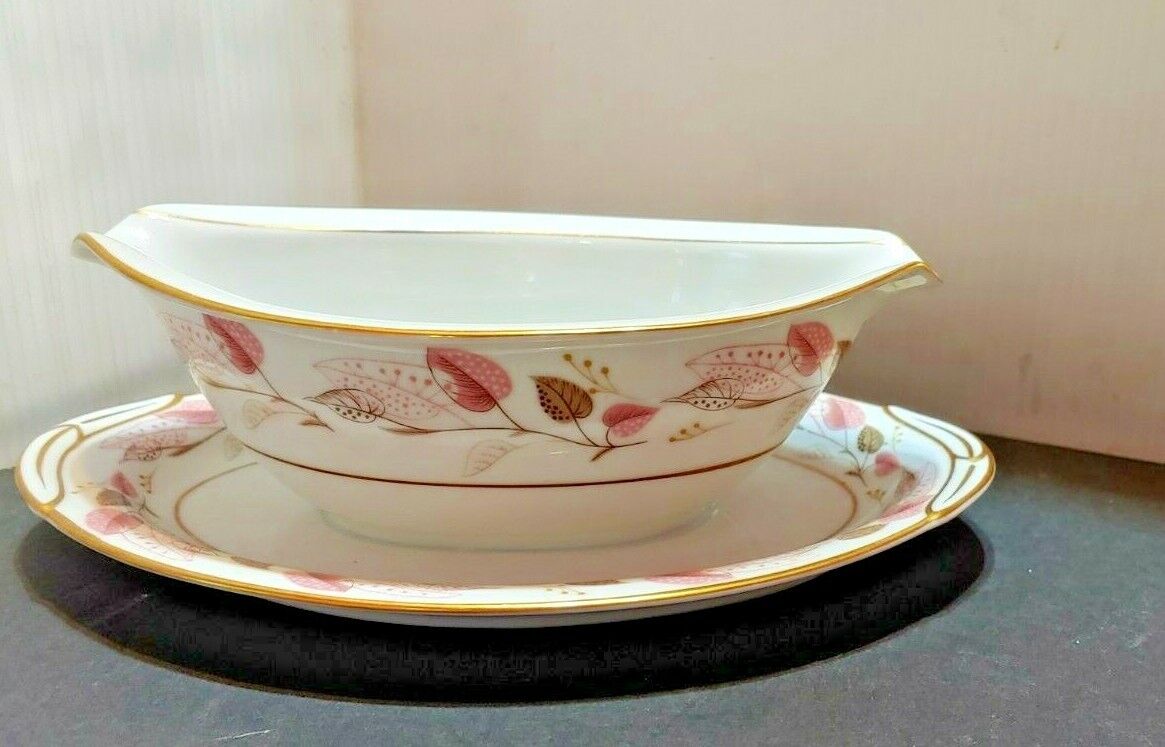NORITAKE CHINA ROSANNE GRAVY BOAT AND PLATTER EXC COND 