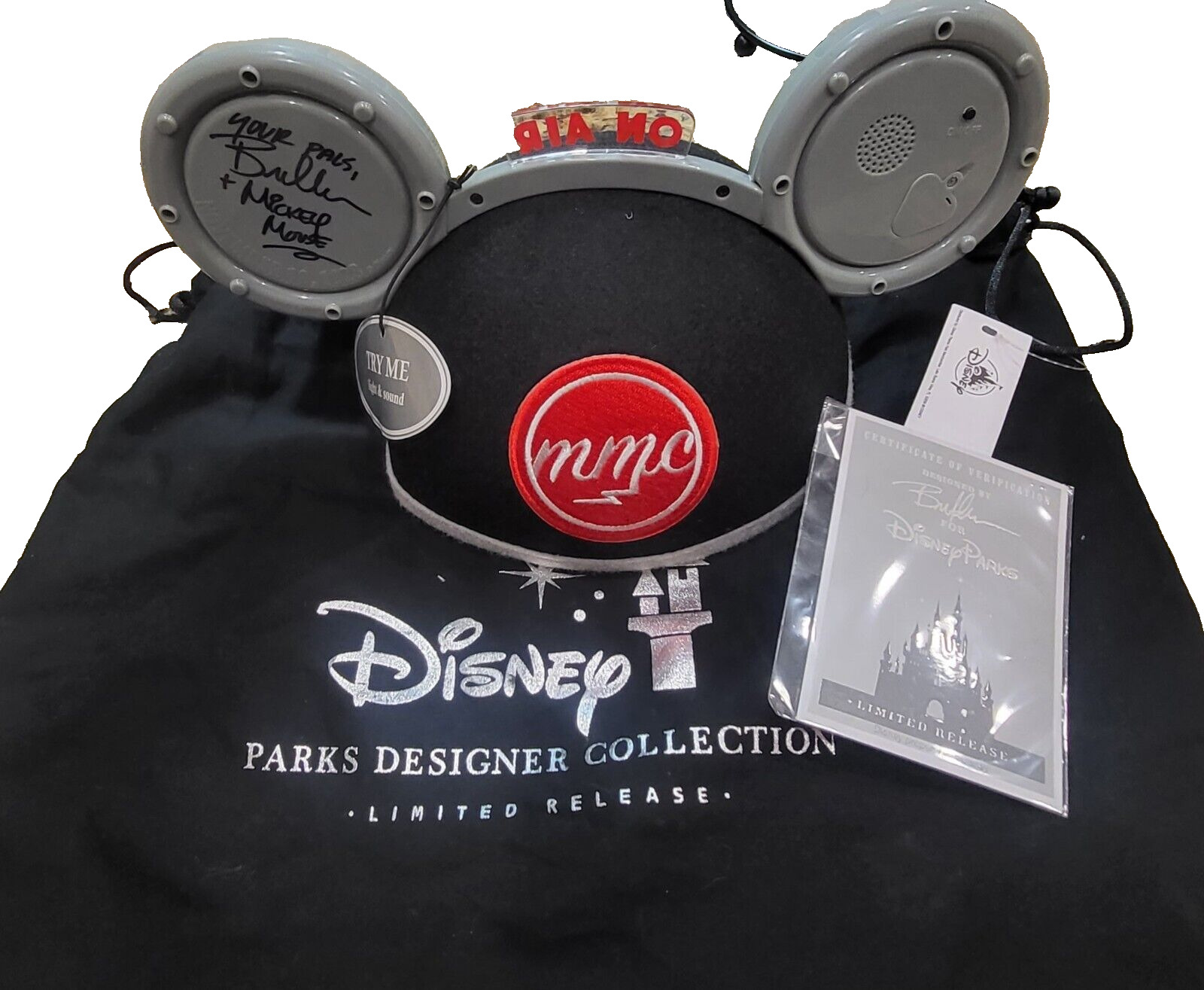 Disney Parks Mickey Mouse Light & Sound Ear Hat by Bret Iwan SIGNED