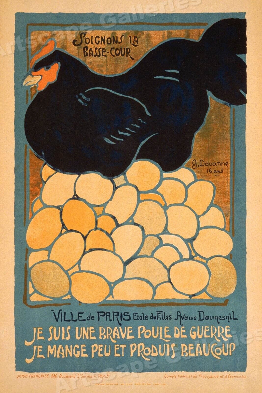 Poultry of War French World War 1 Poster - 20x30