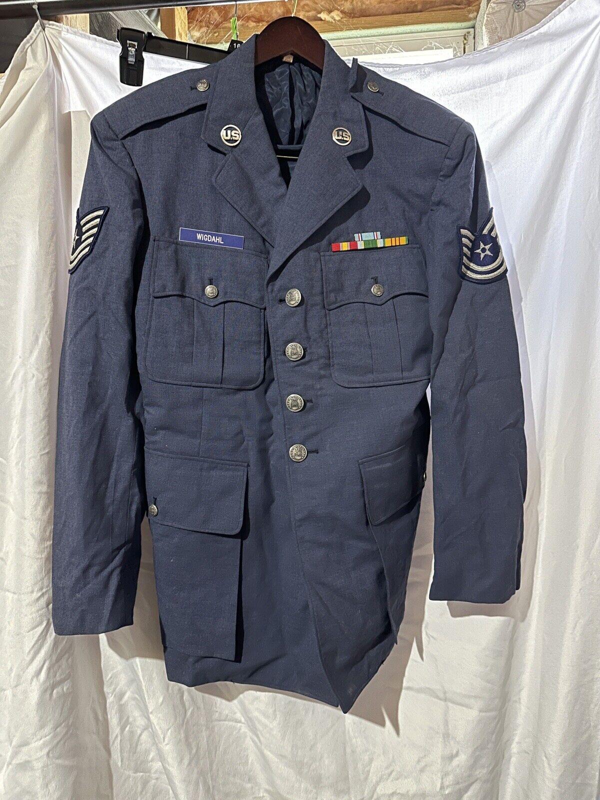 Vintage 1960\'s USAF Air Force Technical Sergeant Uniform and Ribbons NAMED