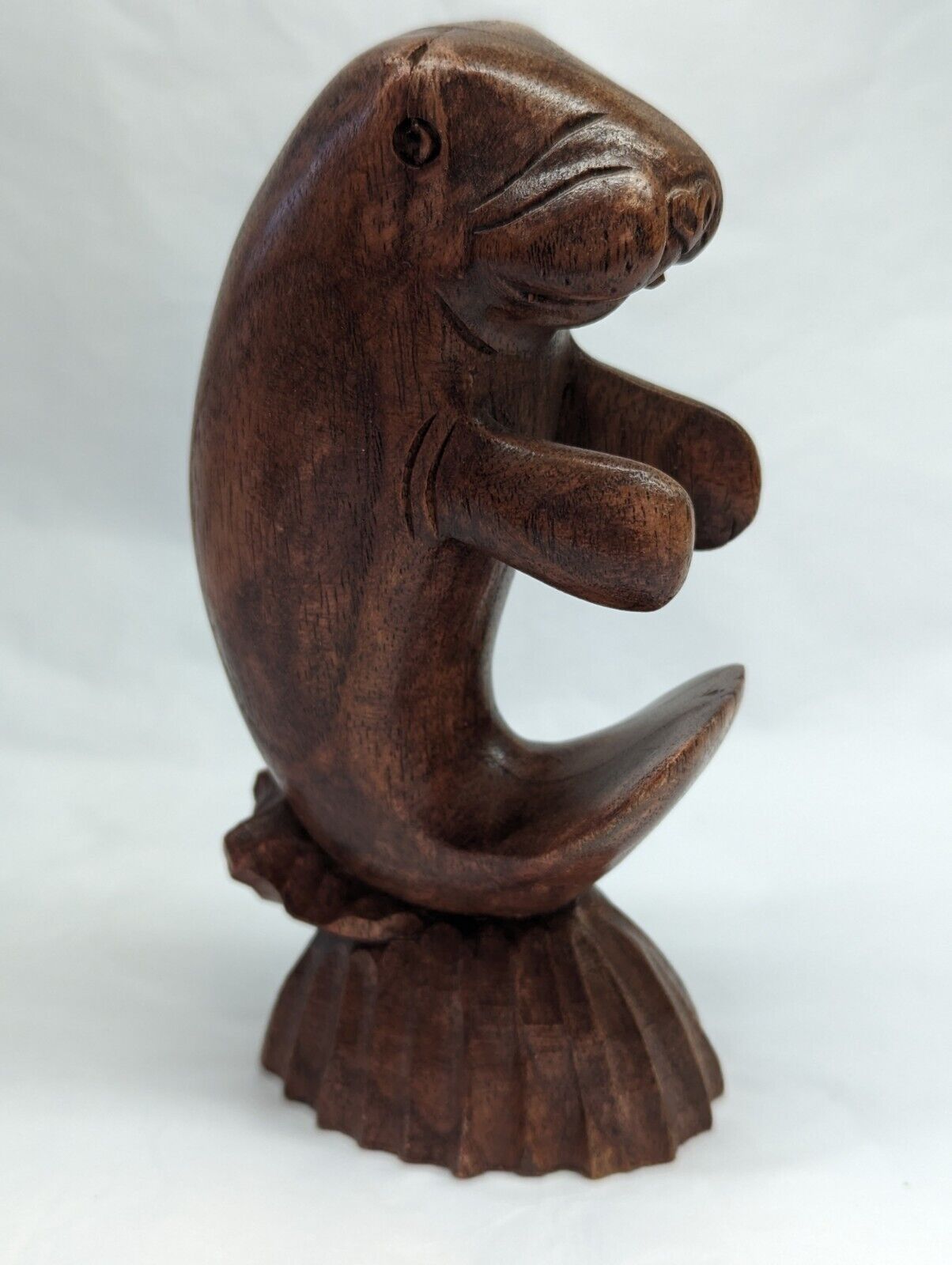 Florida Manatee Wooden Hand Carved Sculpture Unsigned About 6.5\