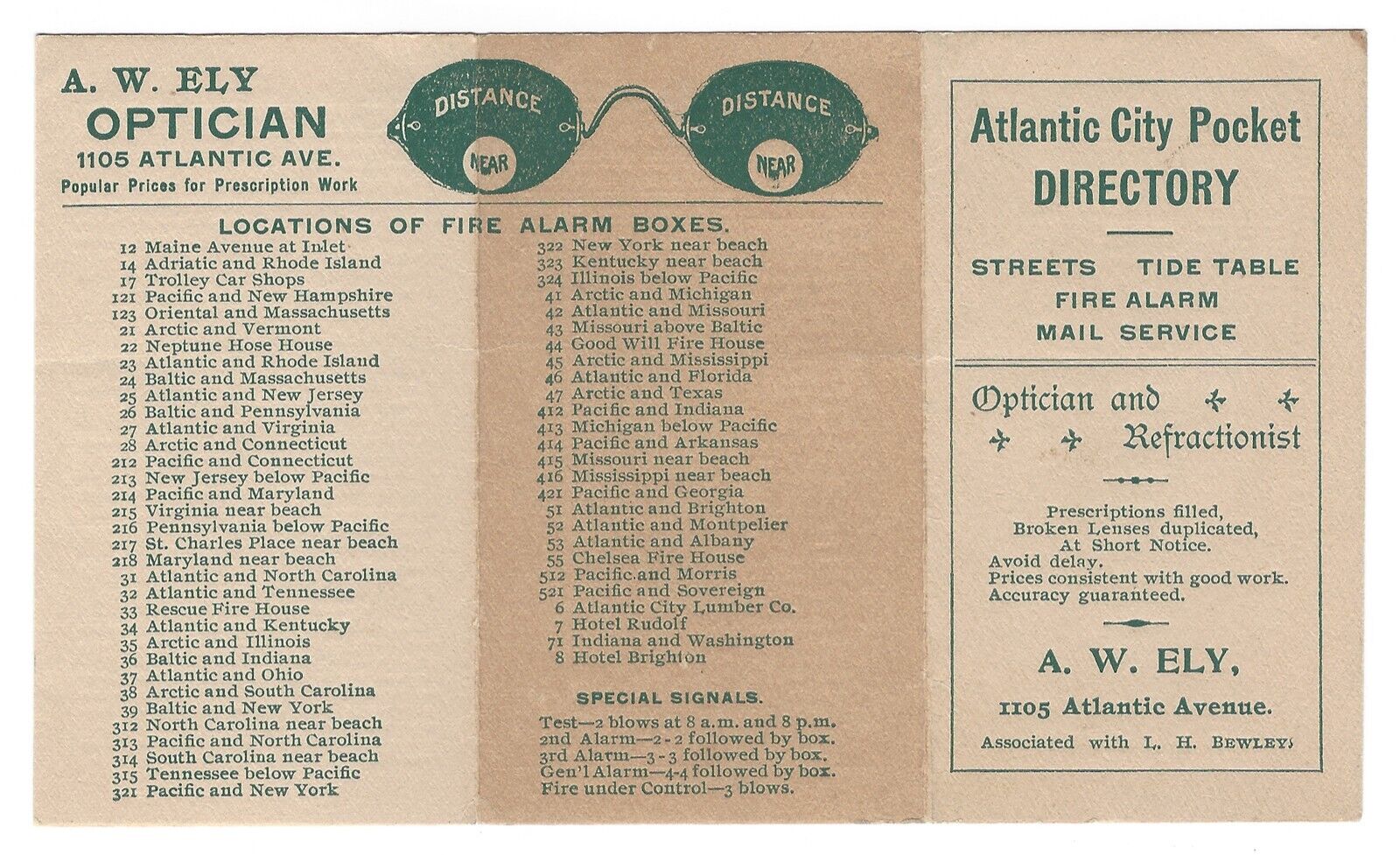 Gamewell Fire Alarm Box, 1901 Atlantic City Fire Alarm Box Locations.