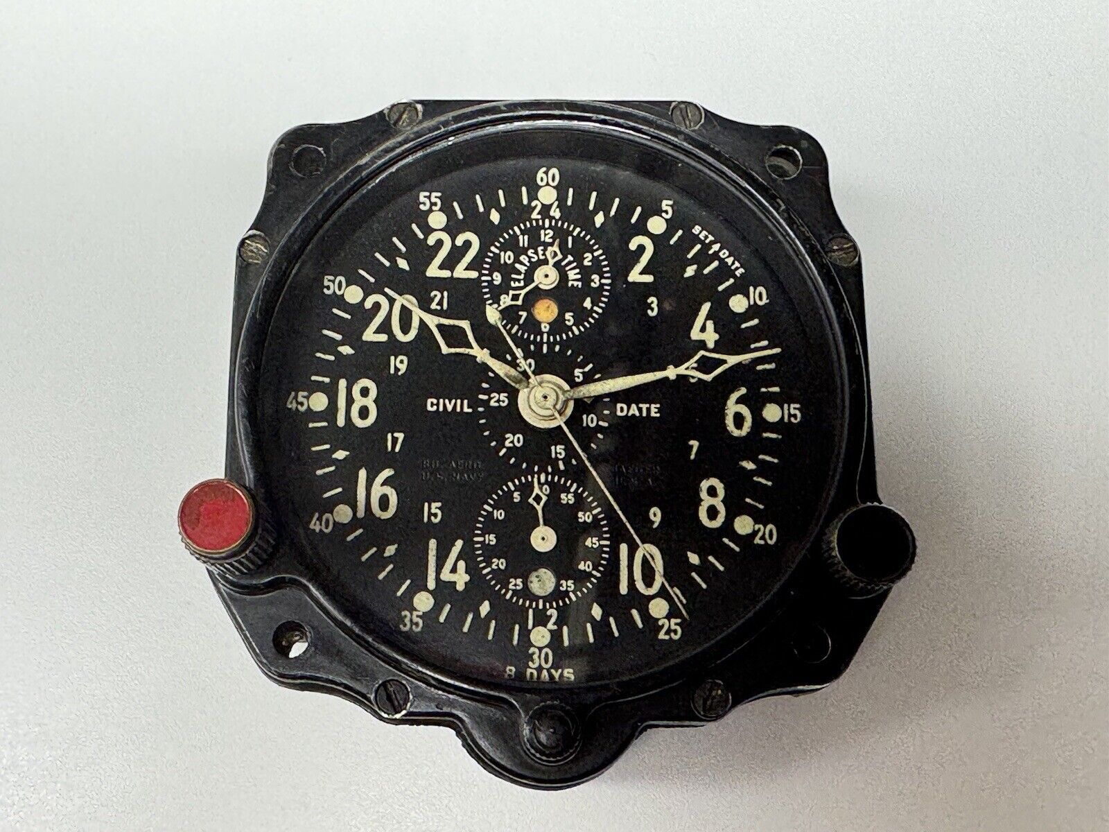 rare jaeger usa  u.s. navy civil date clock contract # 76491 mfg.3920 88-c-570