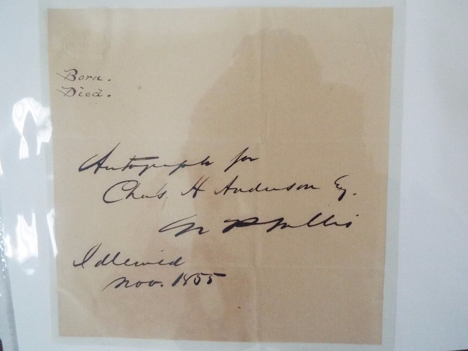 Nathaniel Parker Willis - 1855 Signature