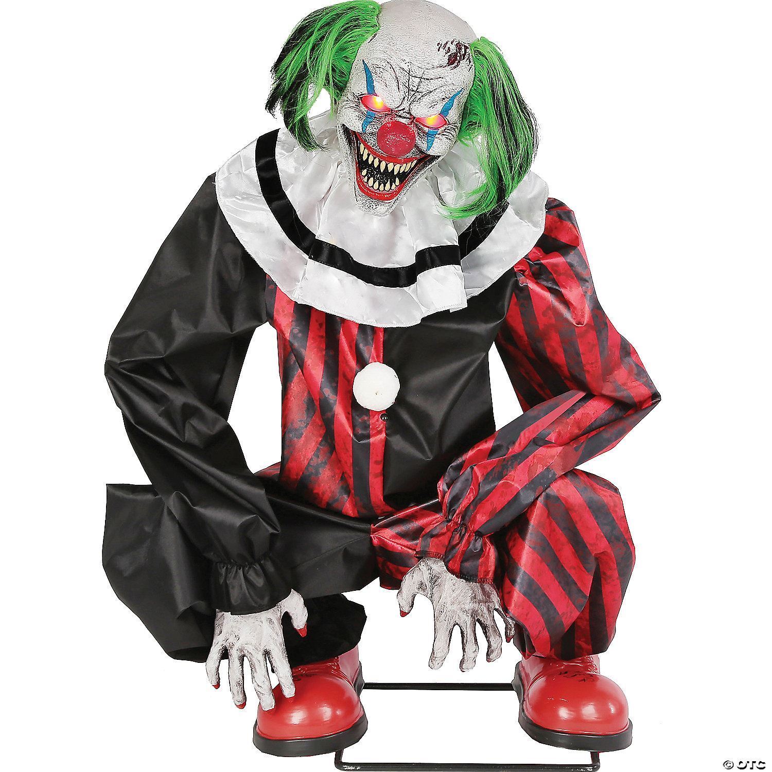 Animated Crouching Red Clown Prop Decoration