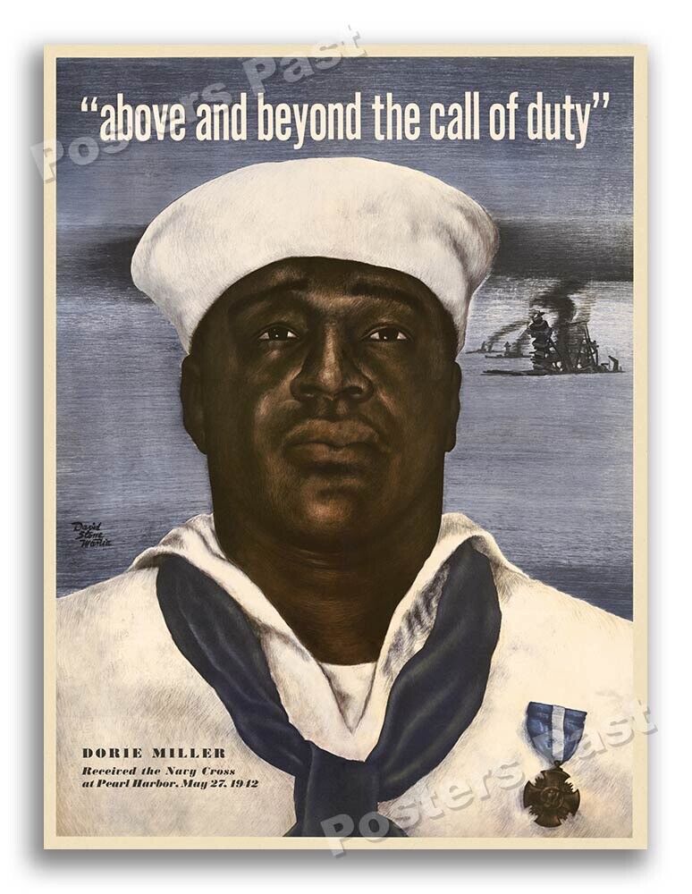 “Dorie Miller” 1942 Vintage Style WW2 War Navy Recruitment Poster - 18x24