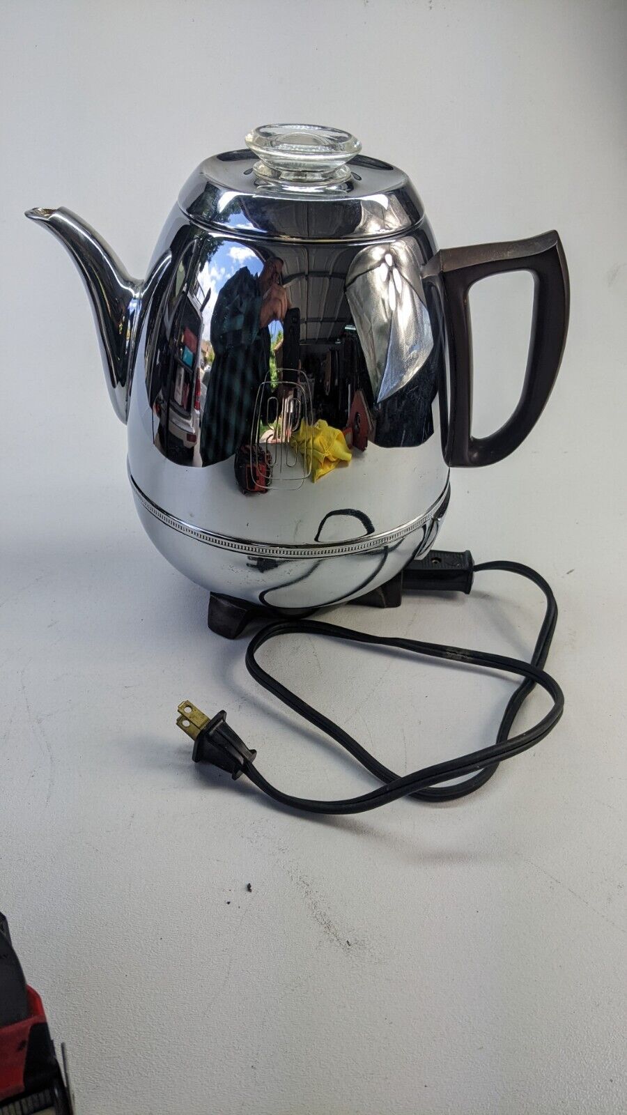 Vintage G E Automatic Coffee Maker Pot Belly Percolator 33P30 Chrome Pre-owned 