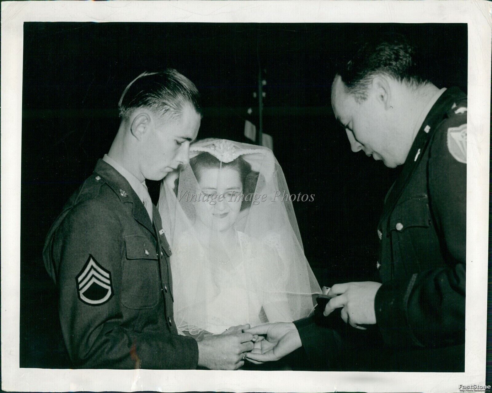 1944 Wac S/Sgt Mary Ellen Mcquaid Weds S/Sgt Duncan Coggan Military 8X10 Photo