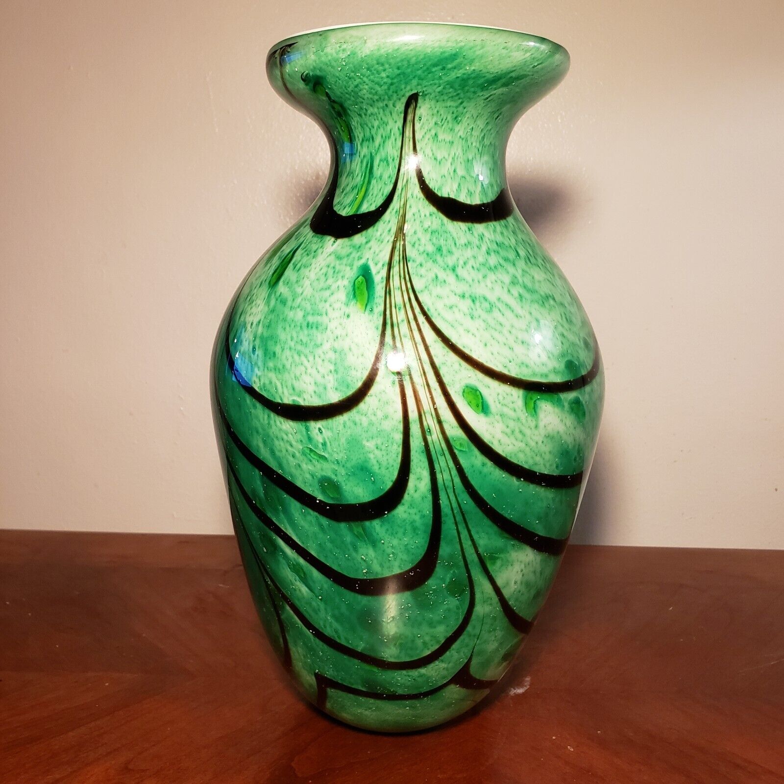 Vintage Large Heavy Murano Style Glass Vase 11 3/4 Inches Tall 8 Lb 3.5 Oz