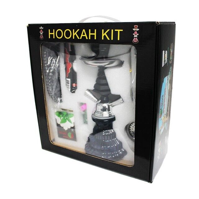 2 Hose Hookah Kit Shisha Full Set Everything Included Beginner Starter Black