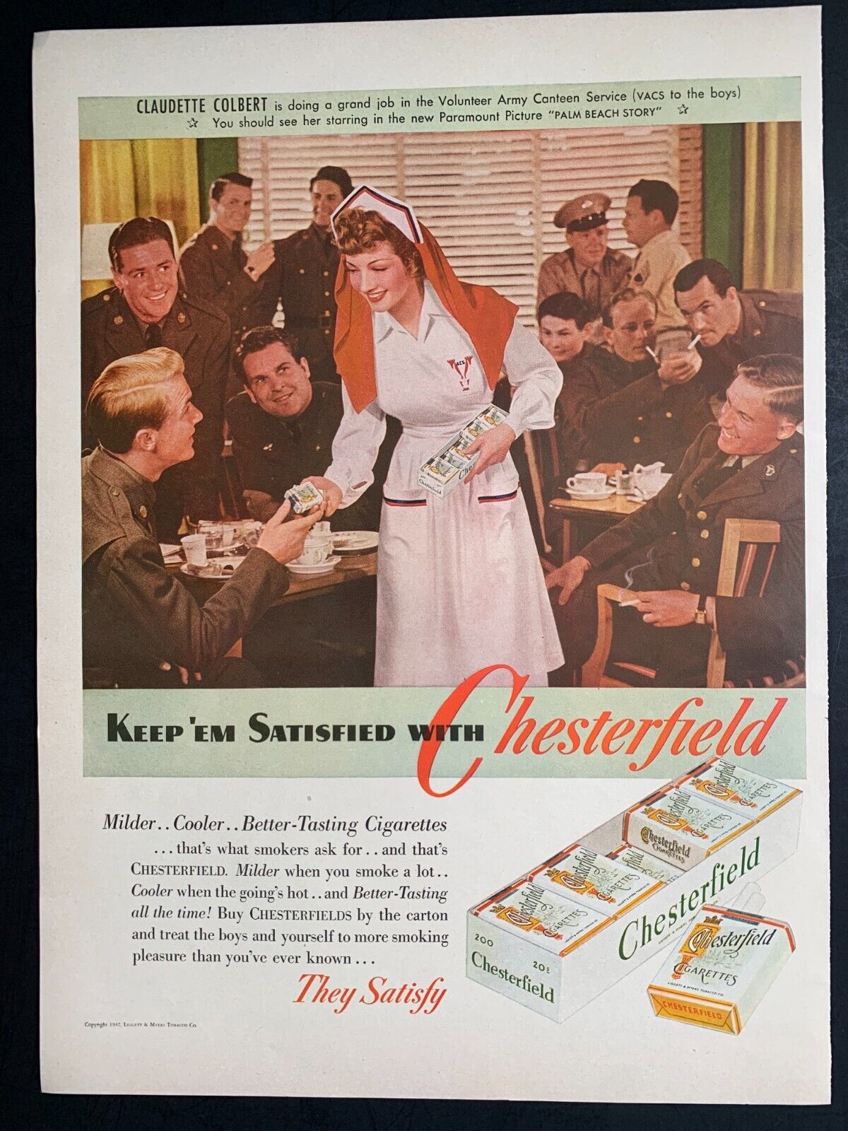 Chesterfield Cigarettes 1942 Print Ad 13\
