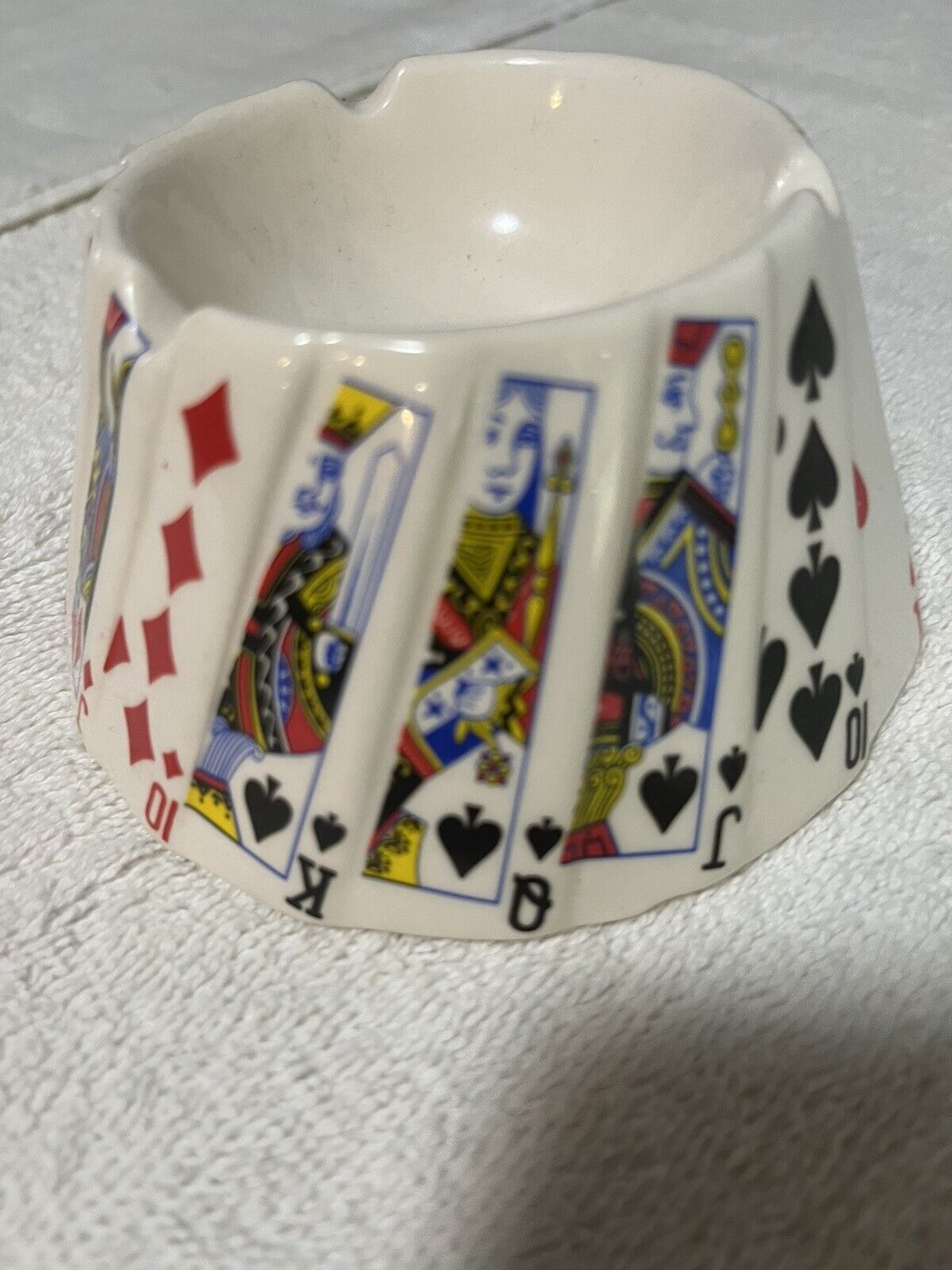 Playing Card Theme Ashtray Porcelain Vintage Poker Room Man Cave