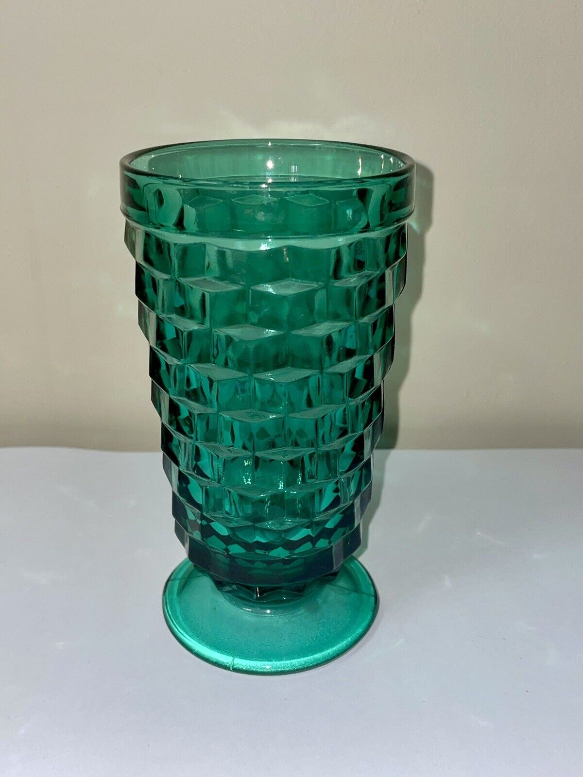 Vintage MCM Bubble Green Stained Glass Cup