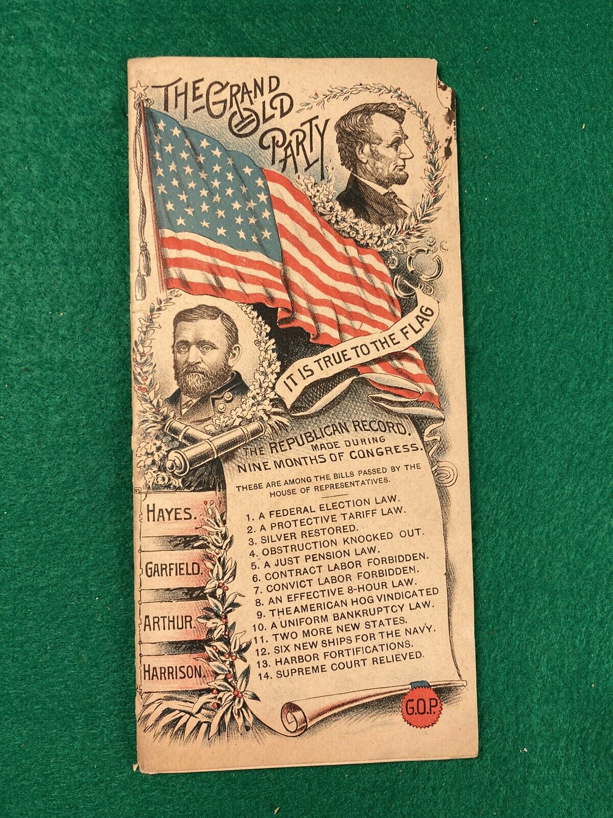 Original 1890 Republican Party Platform Booklet Pamphlet
