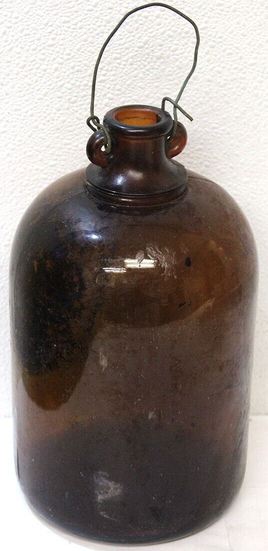 Antique Vntage Brown Whiskey Brown Glass Jug Freshly Dug LOOK