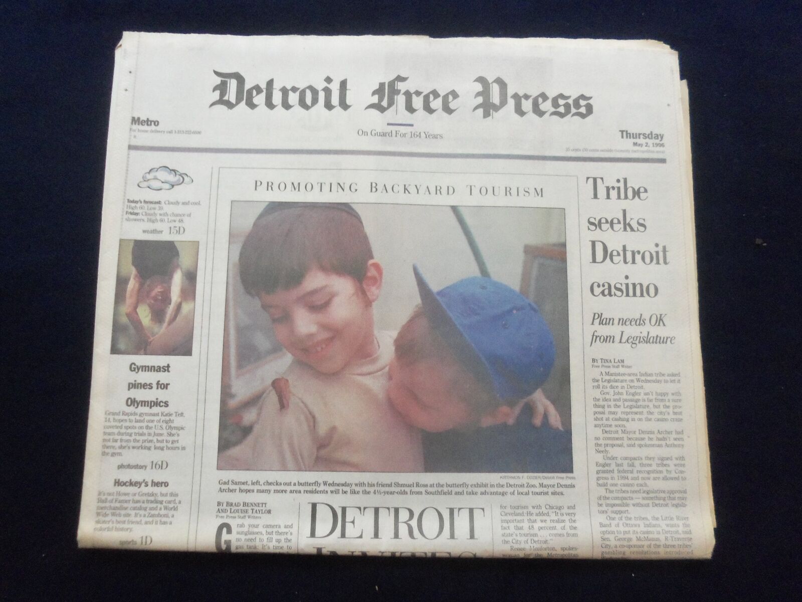 1996 MAY 2 DETROIT FREE PRESS NEWSPAPER - TRIBE SEEKS DETROIT CASINO - NP 7260