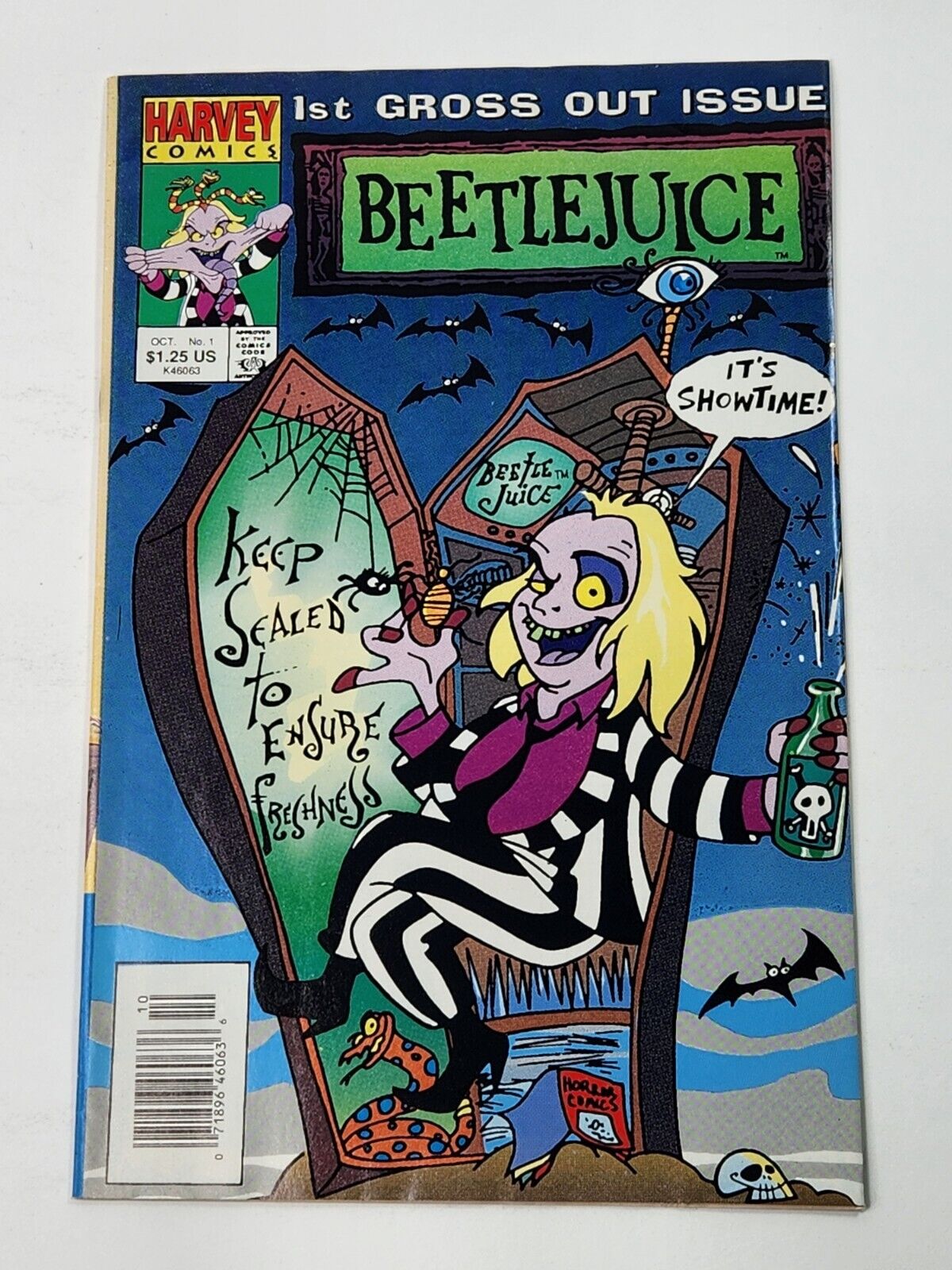 Beetlejuice 1 NEWSSTAND Harvey Comics 1st App Beetlejuice in Standard Comic 1991