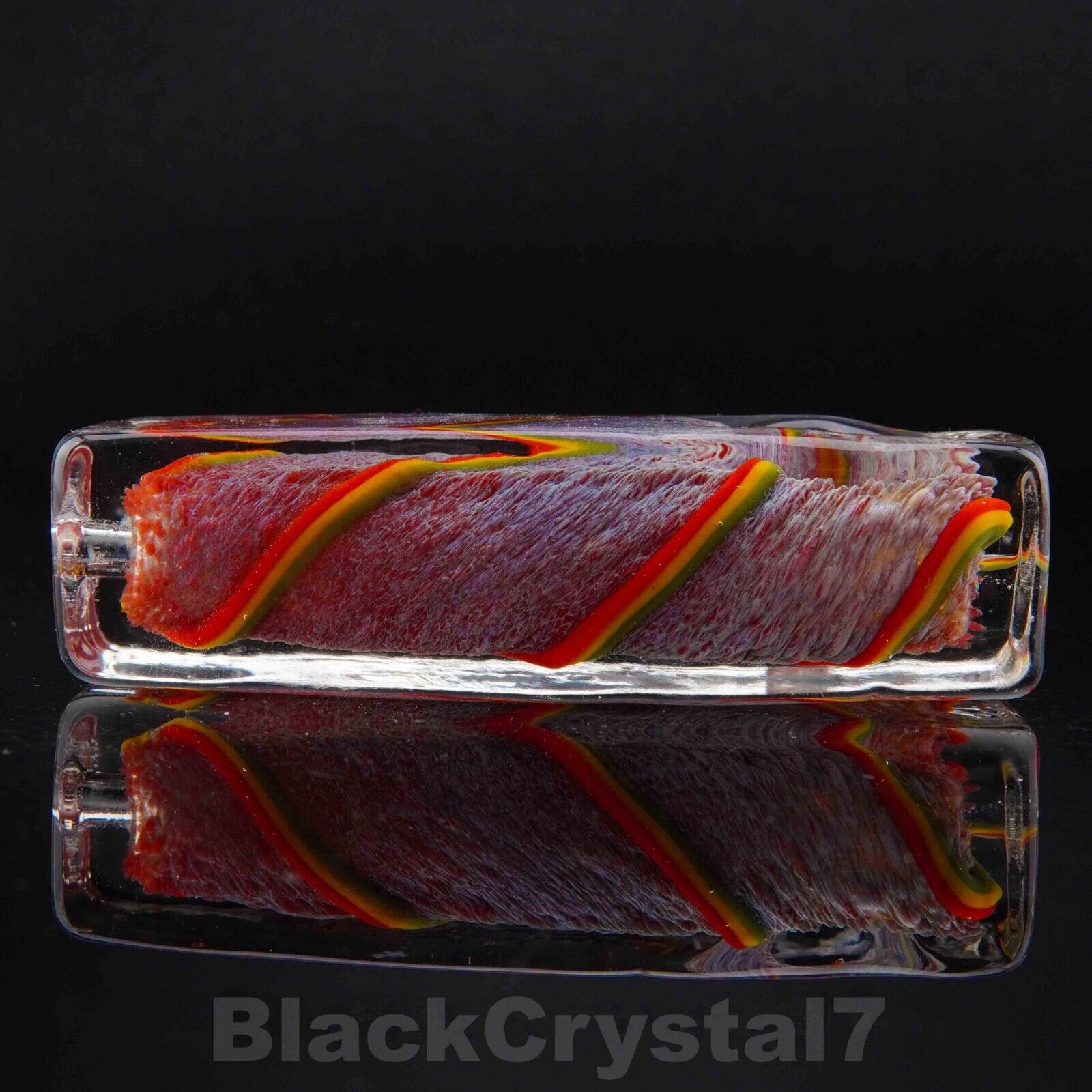 4 inch Handmade Red Frit Swirl Square Rectangle Tobacco Smoking Bowl Glass Pipes