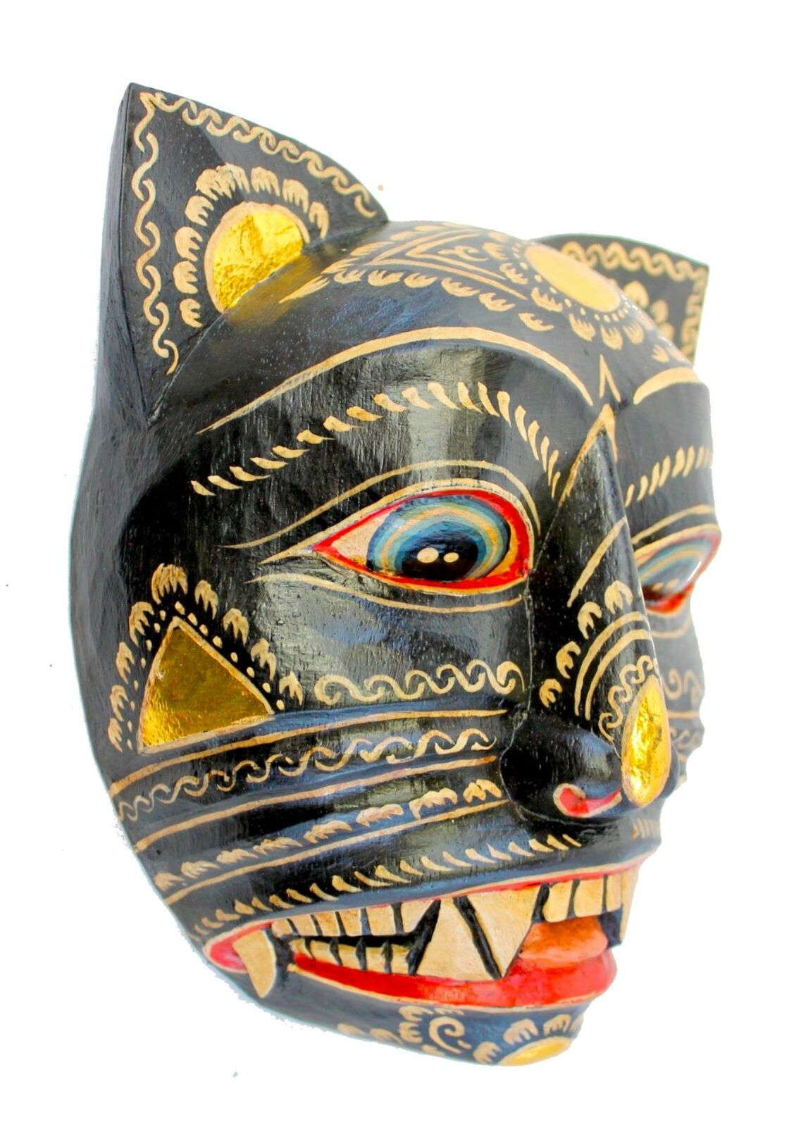 Balinese Panther Cat Feline Drama Mask Bali Wall Art hand carved wood Wall Art