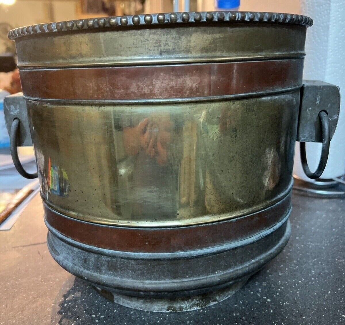 GRTO oval solid brass and copper bucket vintage Made In Hong Kong