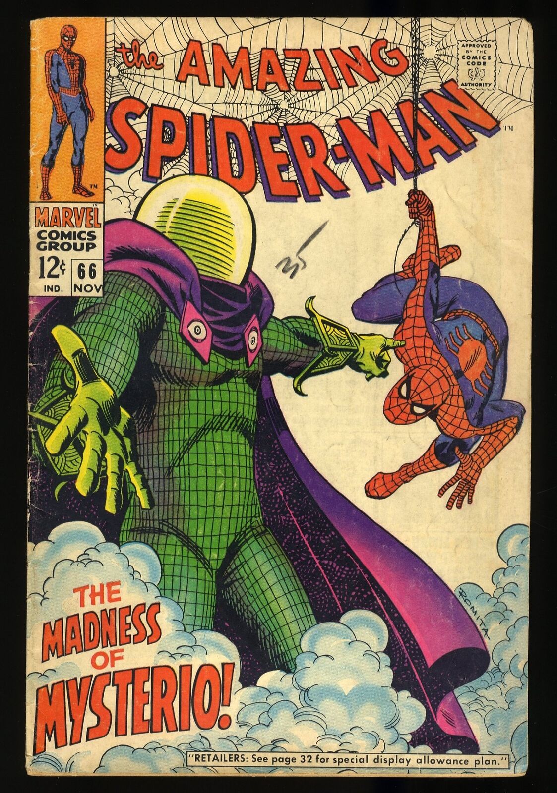 Amazing Spider-Man #66 VG+ 4.5 Mysterio Appearance Romita Cover Marvel 1968