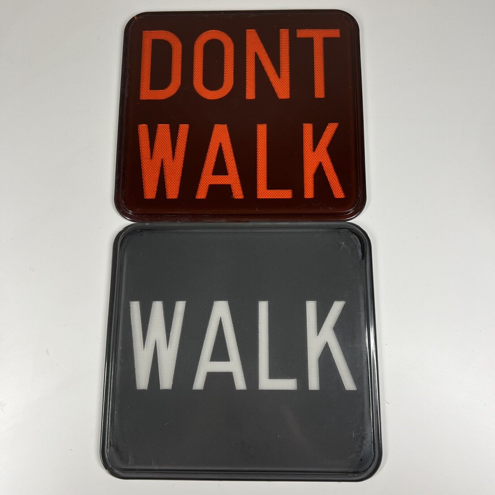 Vintage Glass Traffic Crosswalk Sign Don’t & Walk Signal Pedestrian Inserts Lens