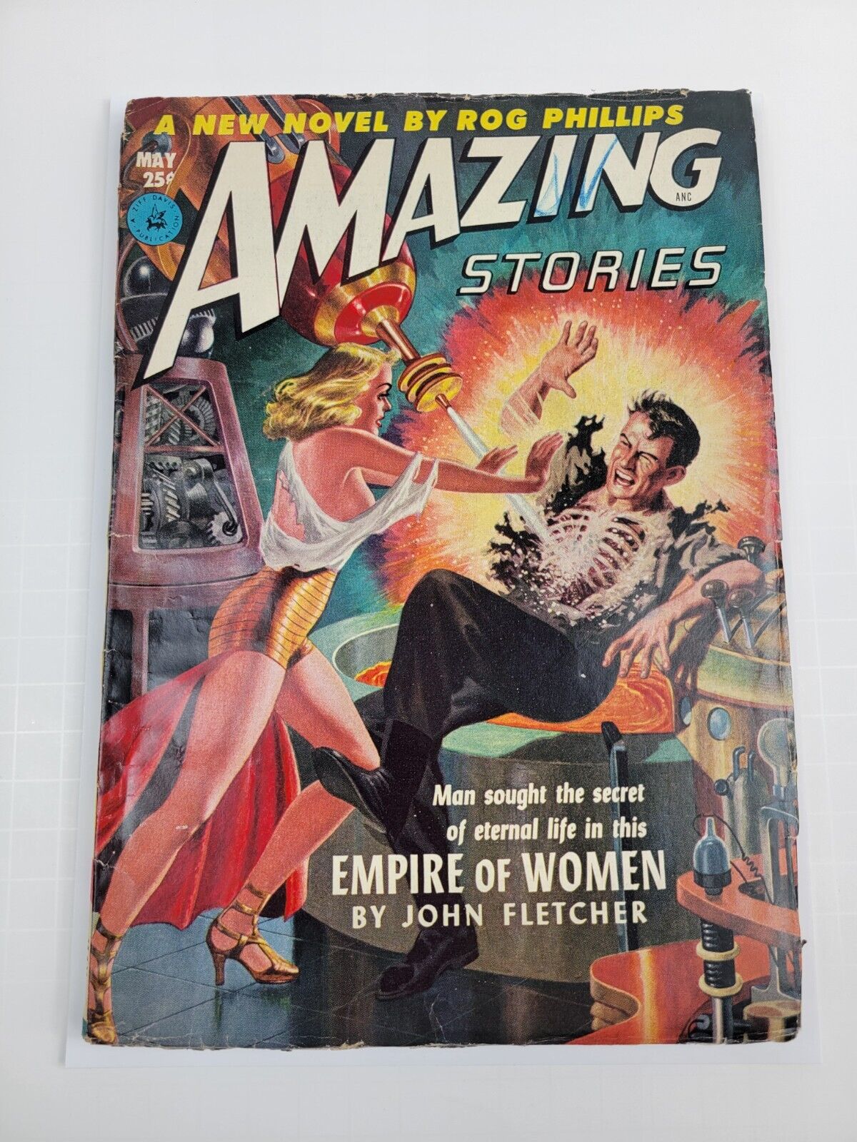 Amazing Stories Pulp Magazine May 1952 Electrocution X-Ray Cover