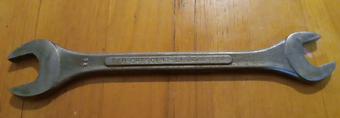  Vintage Crescent Open Ended Mechanics Wrench 3/4 x 7/8 LE2428 Forged in USA