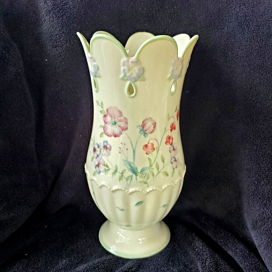 Lenox Spring Bouquet Vase Scalloped Rim 9.5\