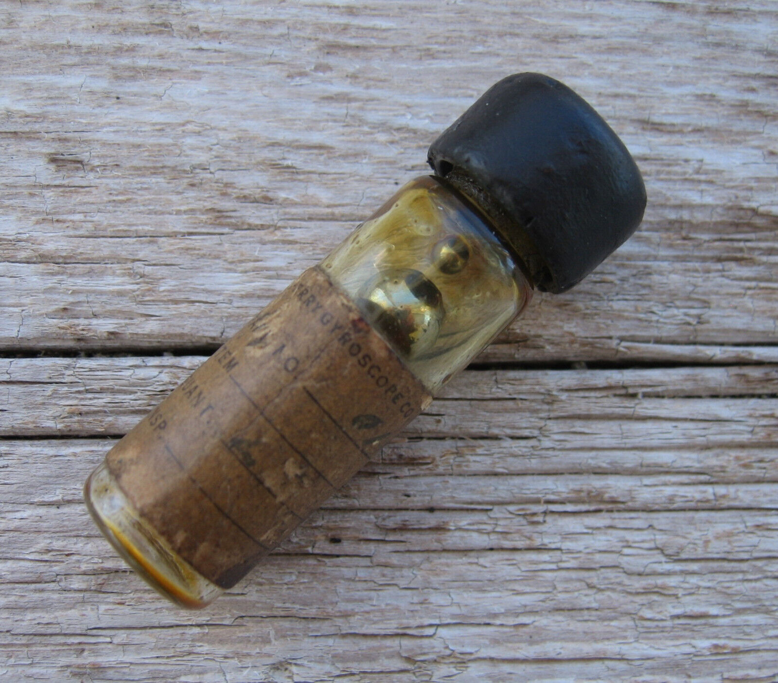 Old Vintage Antique Glass Vial Jar Sperry Gyroscope Co Brooklyn NY Ball Bearings
