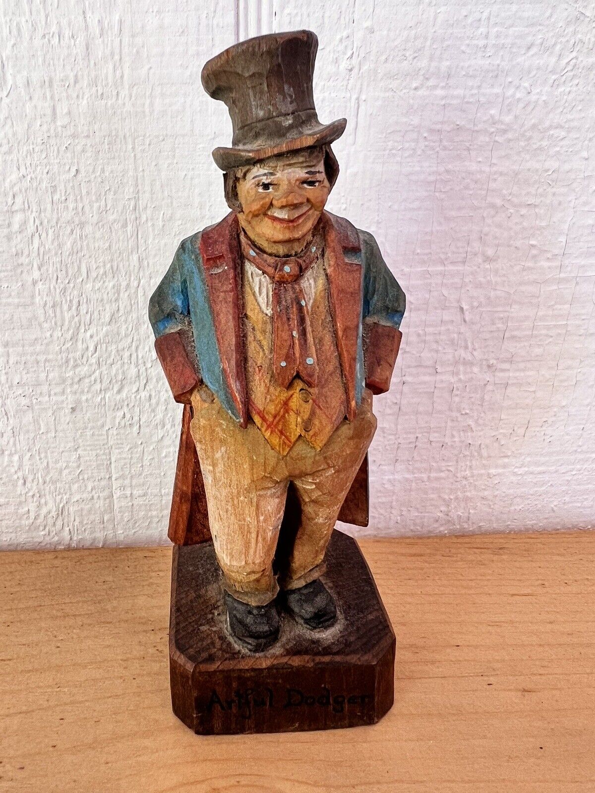 Charles Dickens ANRI Artful Dodger Vintage Carved Wood Figurine Christmas Rustic