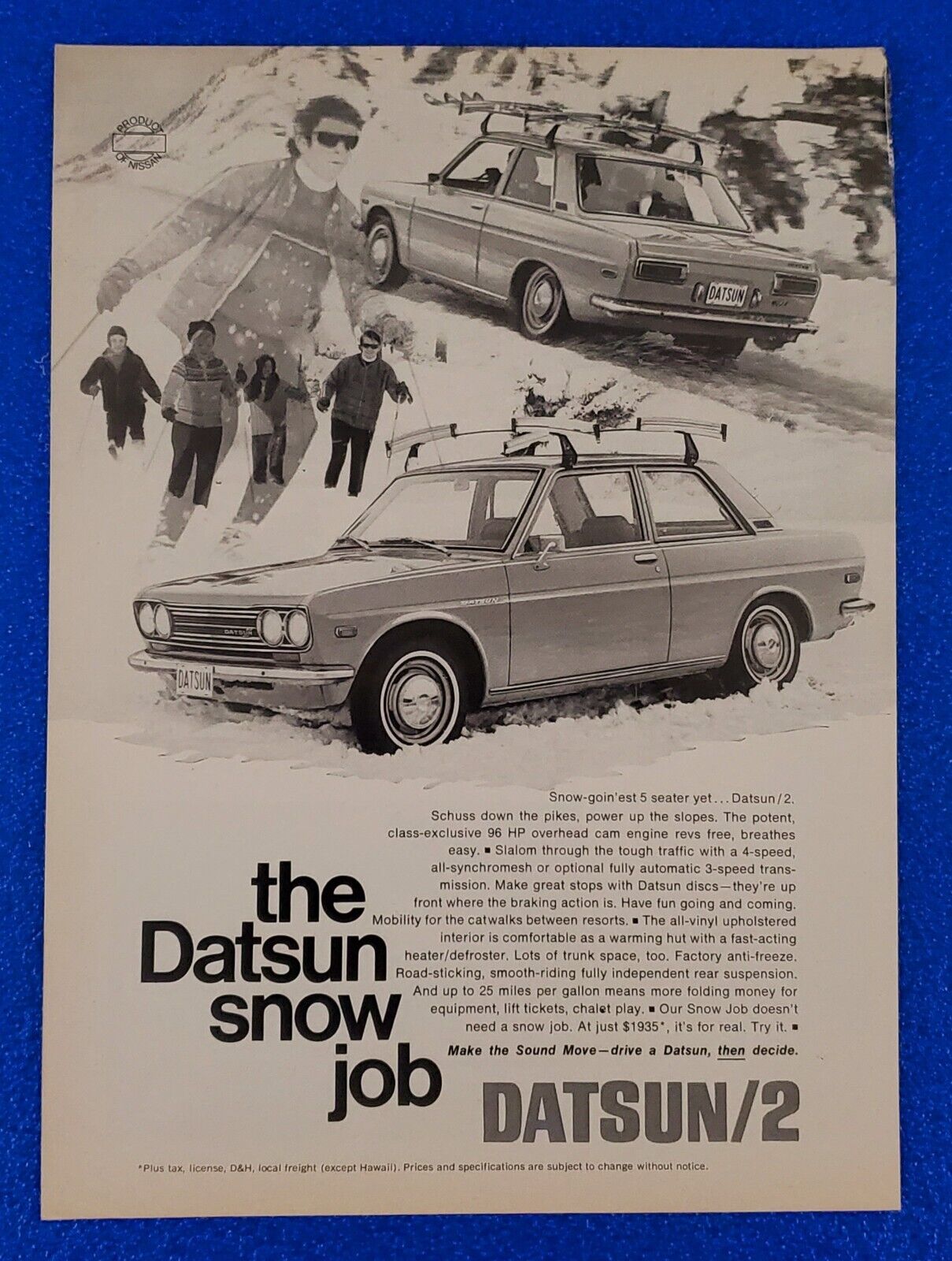 1970 DATSUN/2 - ORIGINAL CLASSIC PRINT AD \