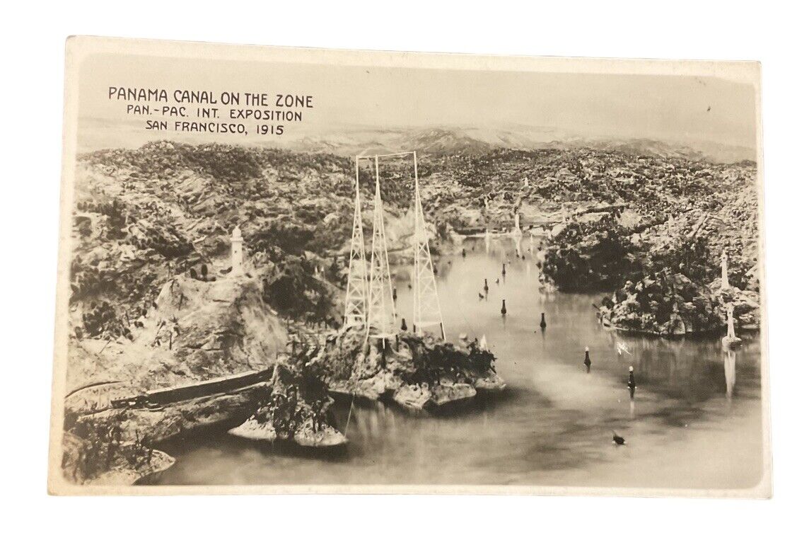 RPPC San Francisco CA Panama Canal Zone Aerial View PPIE 1915 photo postcard FP7