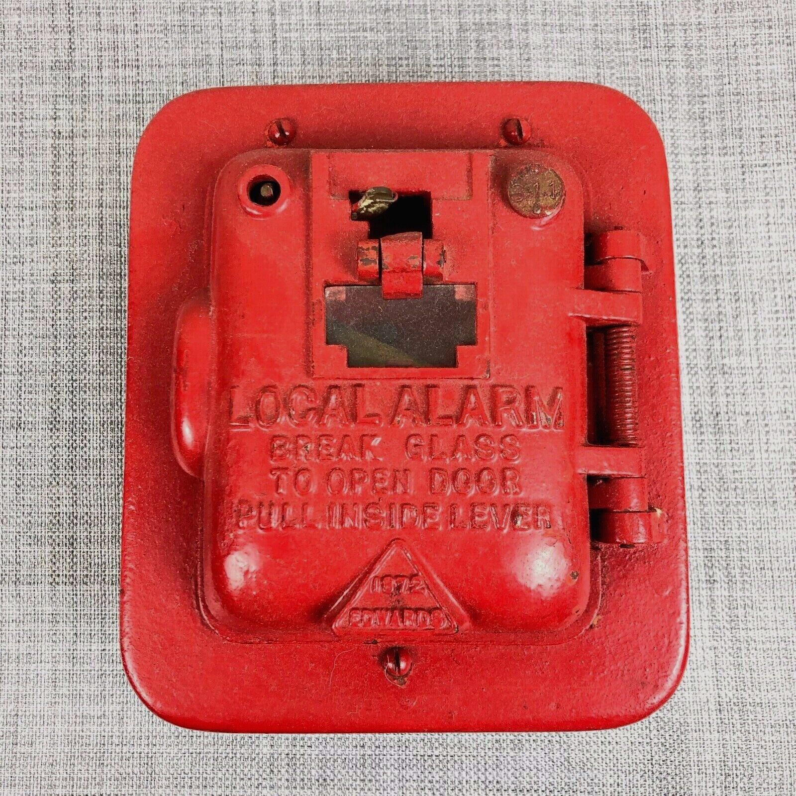Vintage Edwards 1872 Red Cast Iron Fire Alarm Station Rescue Firefighting