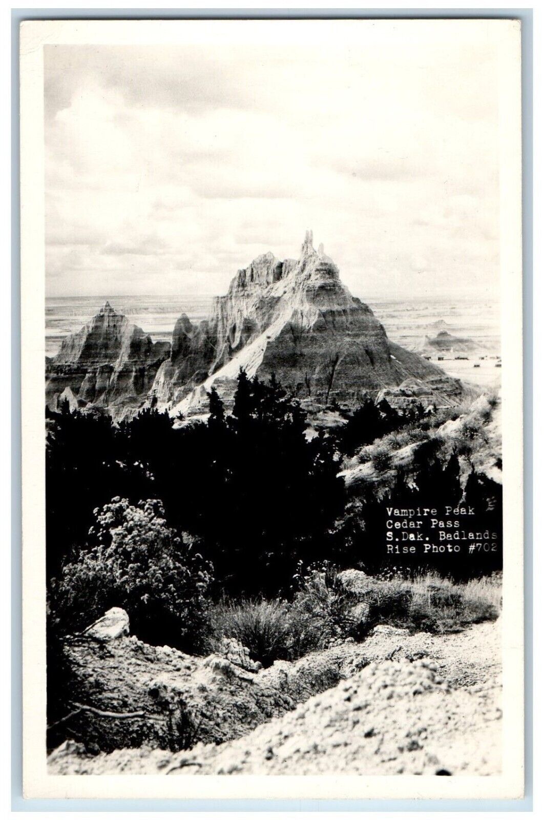 Badlands Wall South Dakota SD Postcard RPPC Photo Vampire Peek Cedar Pass 1950