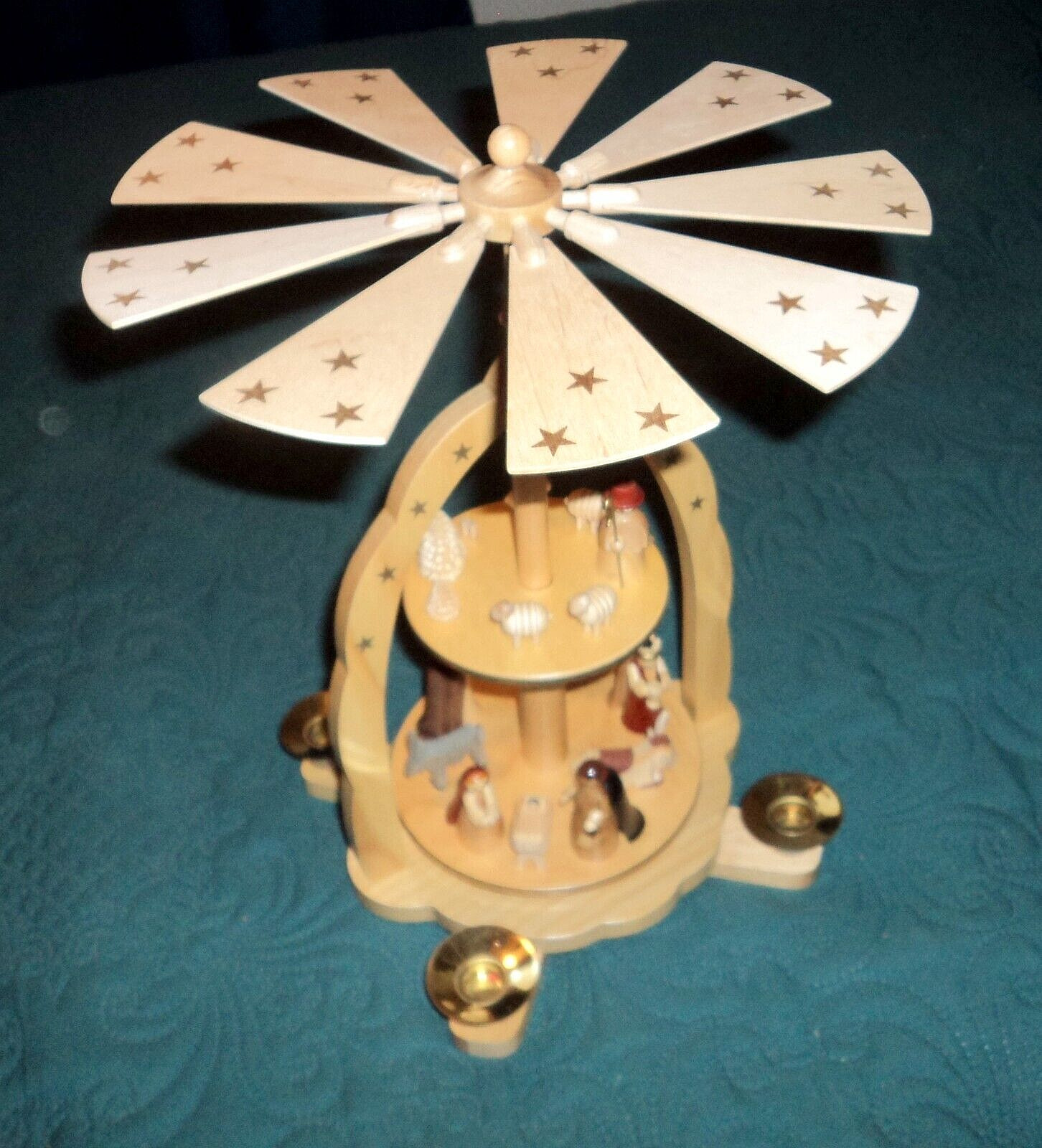 Kathe Wohlfahrt Christmas Spinning Nativity Pyramid Candle Holder  Wood Germany