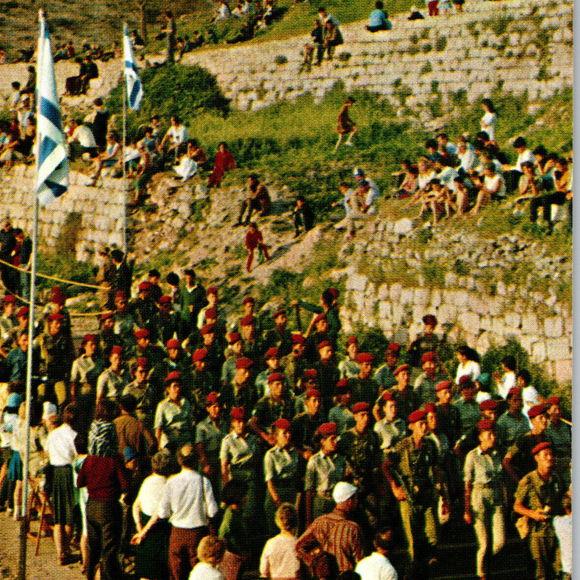 Vintage 1970s Jerusalem Route March Annual Pilgrimage Soldiers Postcard Israel
