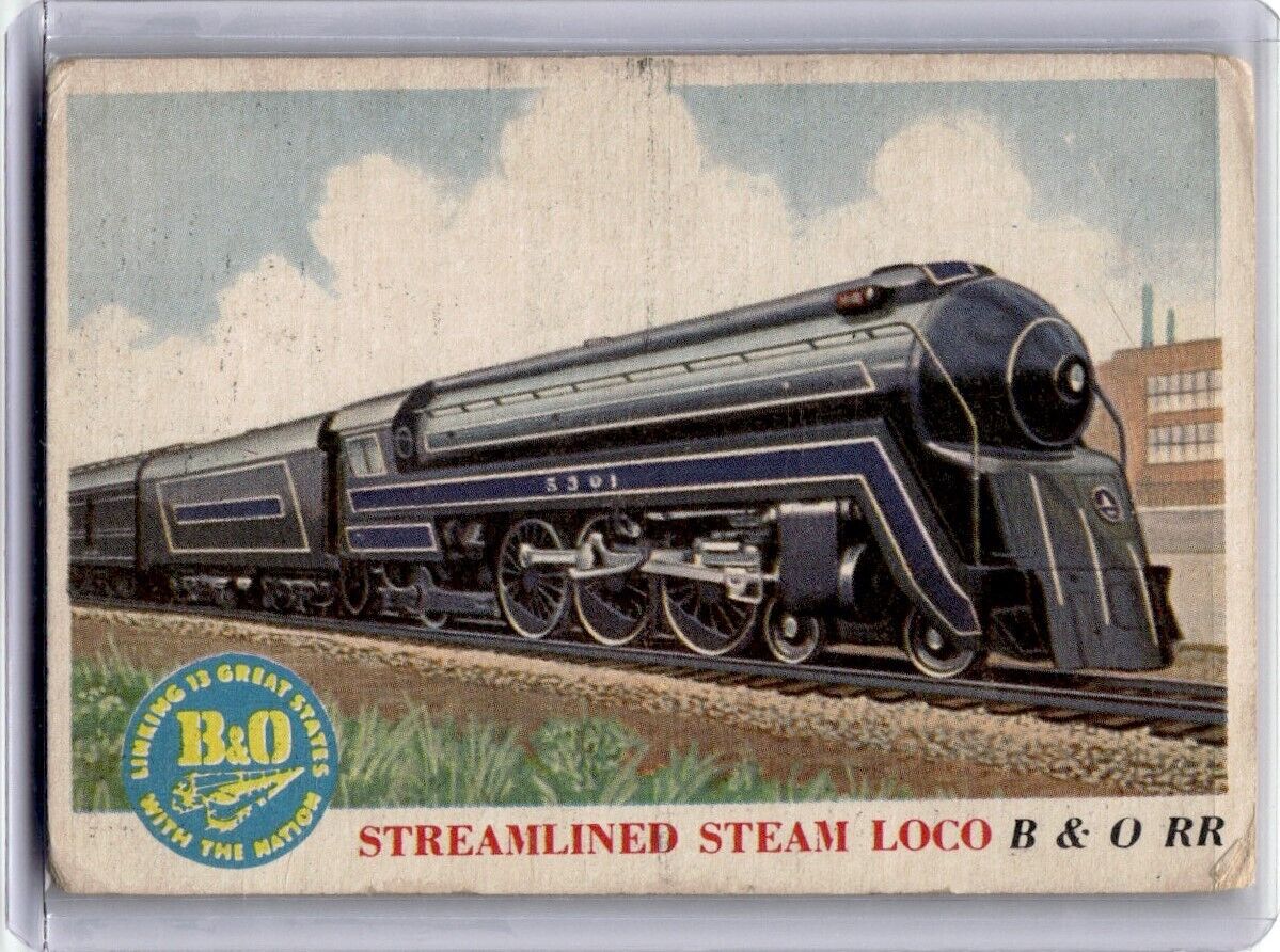 1955 Topps Rails and Sails B&O RR VG - RARE Streamlined Steam Loco #111