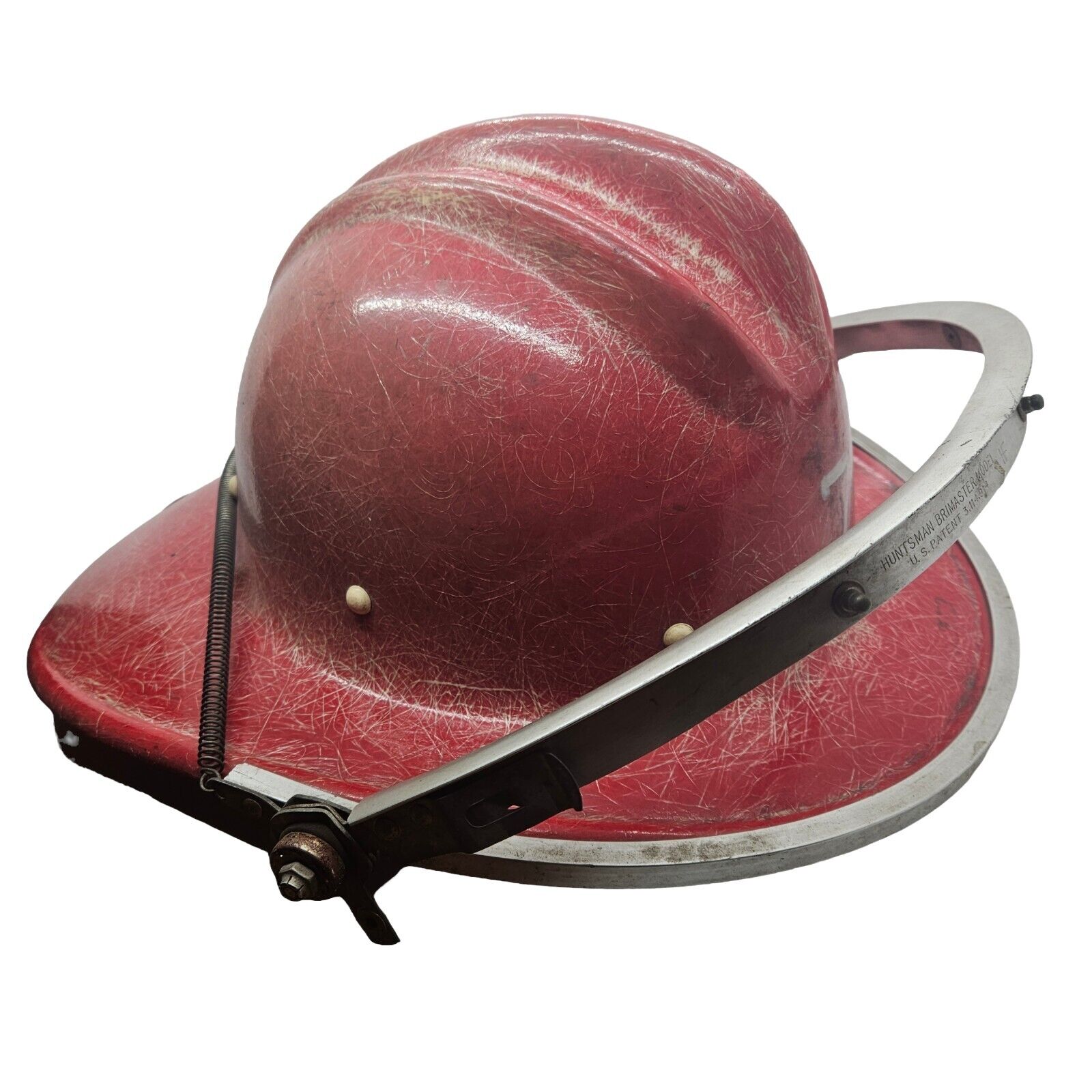 E.D. Bullard Hard Boiled Vintage Fireman's Helmet & Visor Frame Safety Hat 1940s