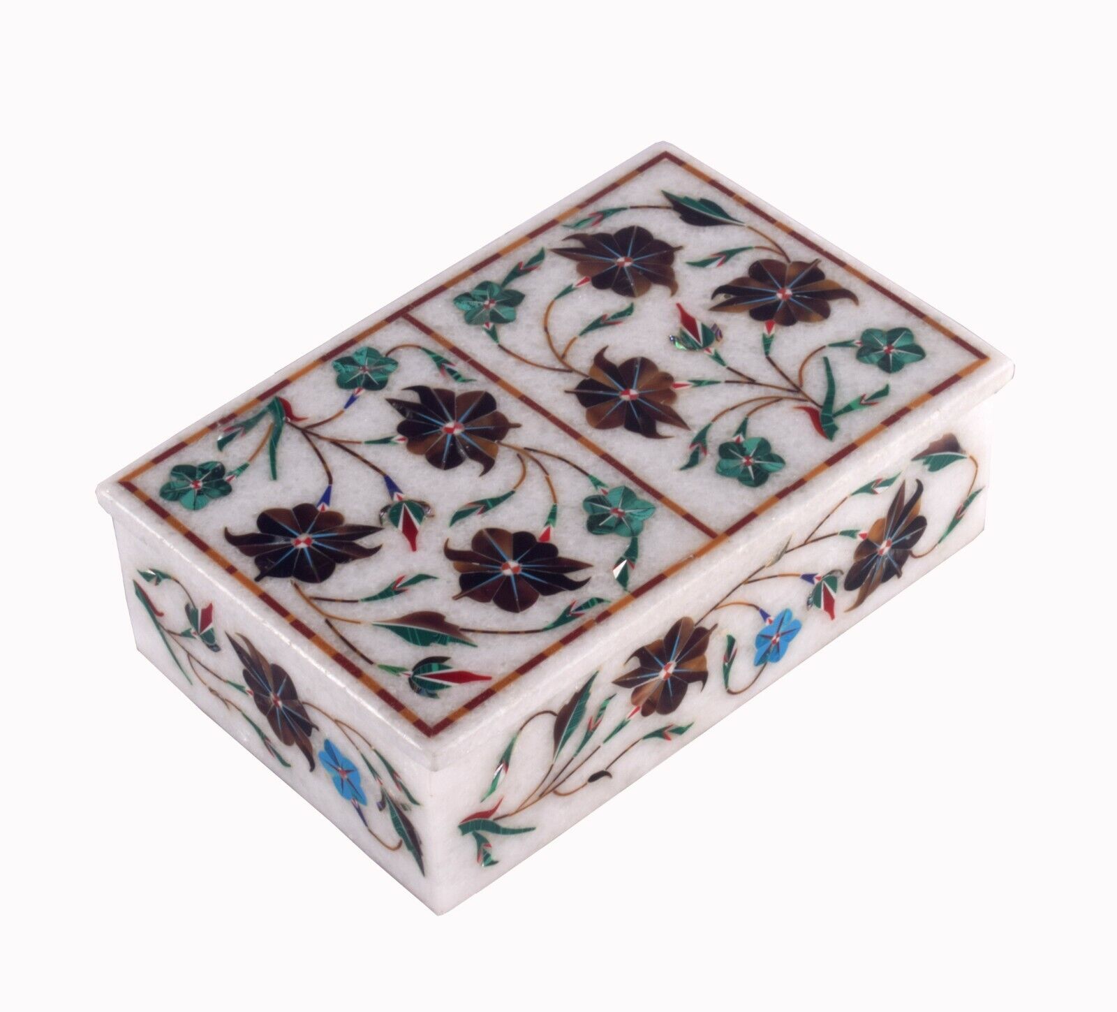 Marble Jewelry Box Inlay Gems Floral Art Marquetry Valentine Gift Home Decor