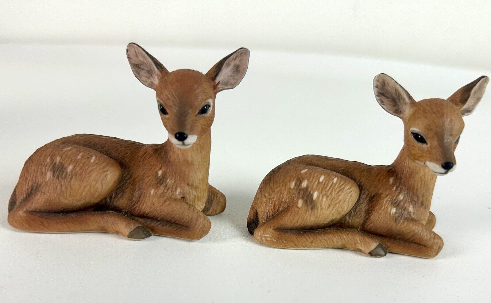 Pair Edna Hibel Fawn Deers Porcelain Figurines